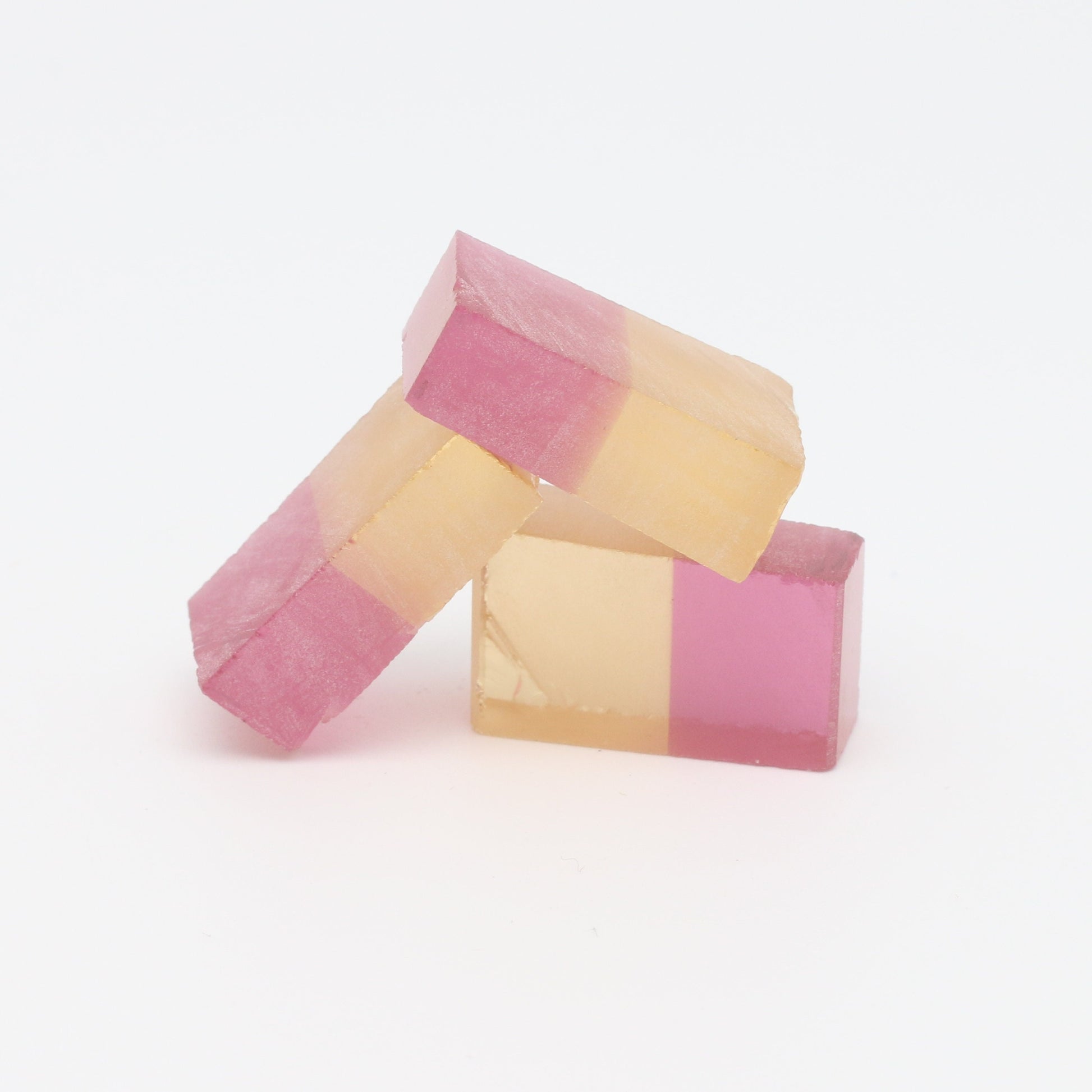 Bi-Color Nanosital Synthetic Lab Created Faceting Rough for Gem Cutting - Yellow-Pink - Various Sizes