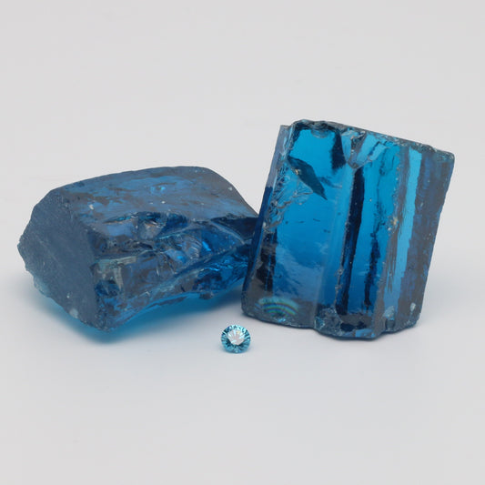 Blue Topaz Cubic Zirconia Faceting Rough for Gem Cutting - Various Sizes