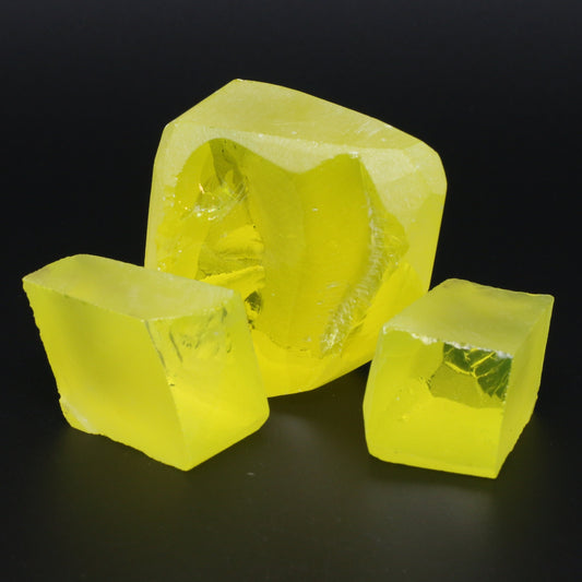 Neon Yellow YAG Faceting Rough for Gem Cutting - Various Sizes