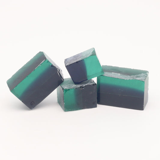 Bi-Color Nanosital Synthetic Lab Created Faceting Rough for Gem Cutting - Dark Green-Very Dark Blue - Various Sizes