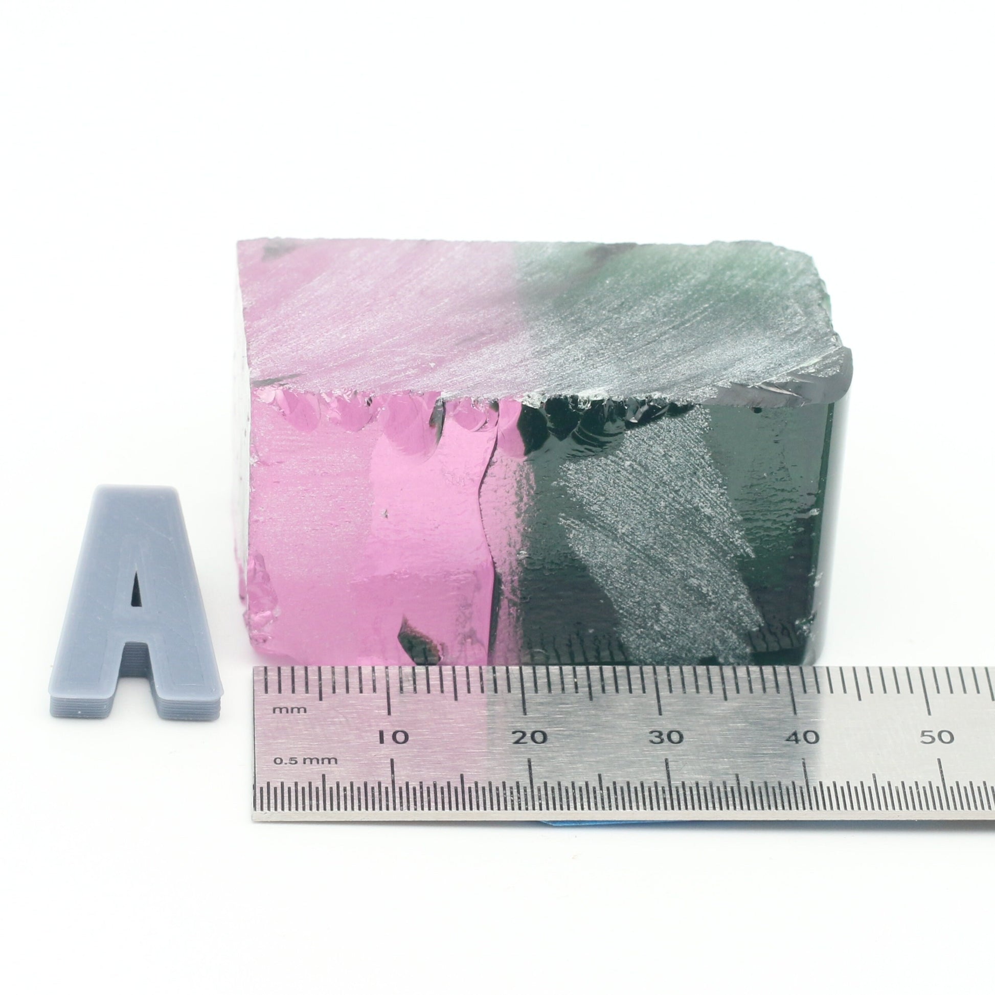 Watermelon Nanosital Synthetic Lab Created Faceting Rough for Gem Cutting - Bi-Color Pink-Green - Various Sizes