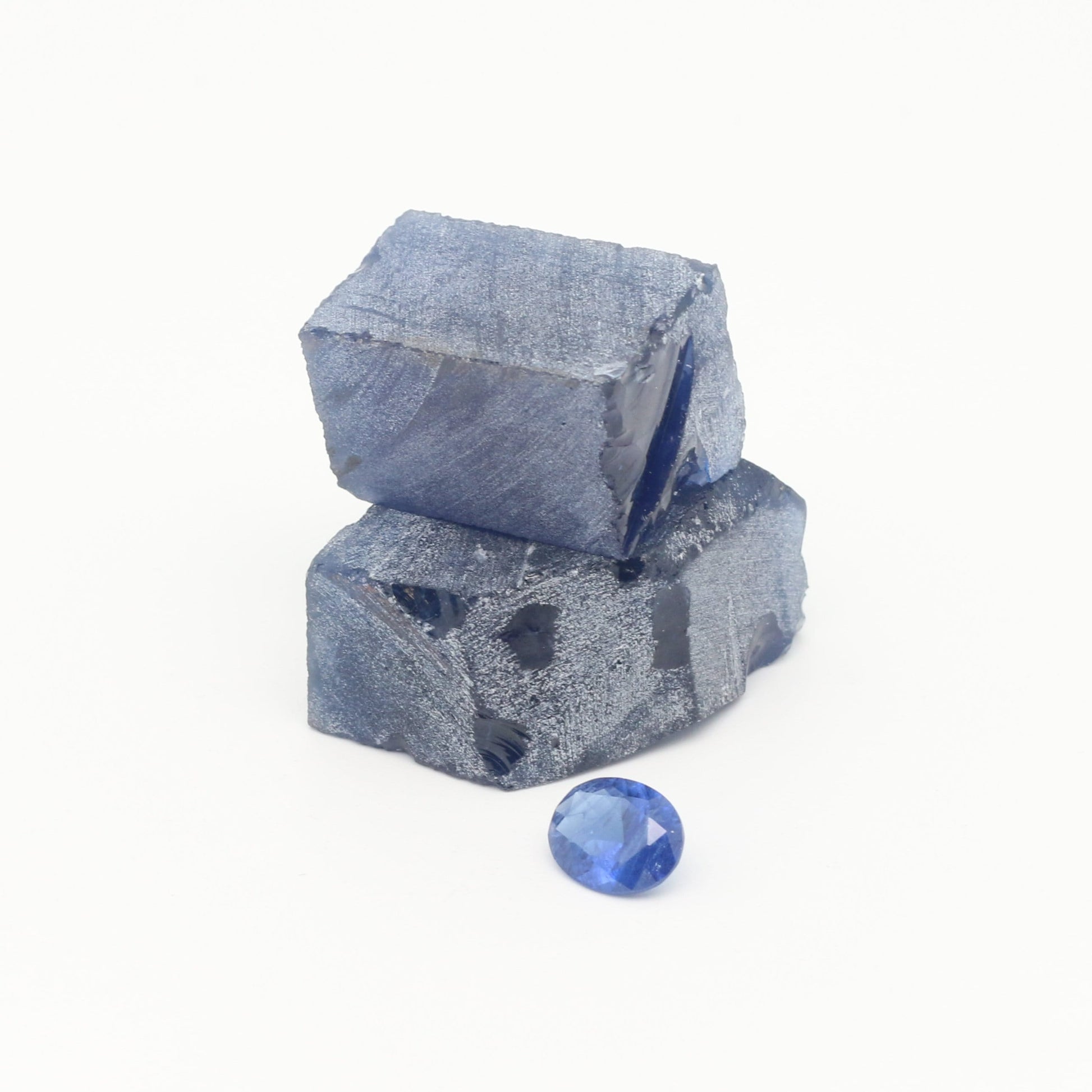 Medium Blue Sapphire (Included) Nanosital Synthetic Lab Created Faceting Rough for Gem Cutting - #Z-597 - Various Sizes