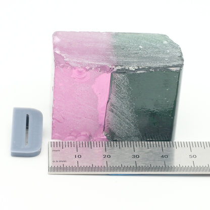 Watermelon Nanosital Synthetic Lab Created Faceting Rough for Gem Cutting - Bi-Color Pink-Green - Various Sizes