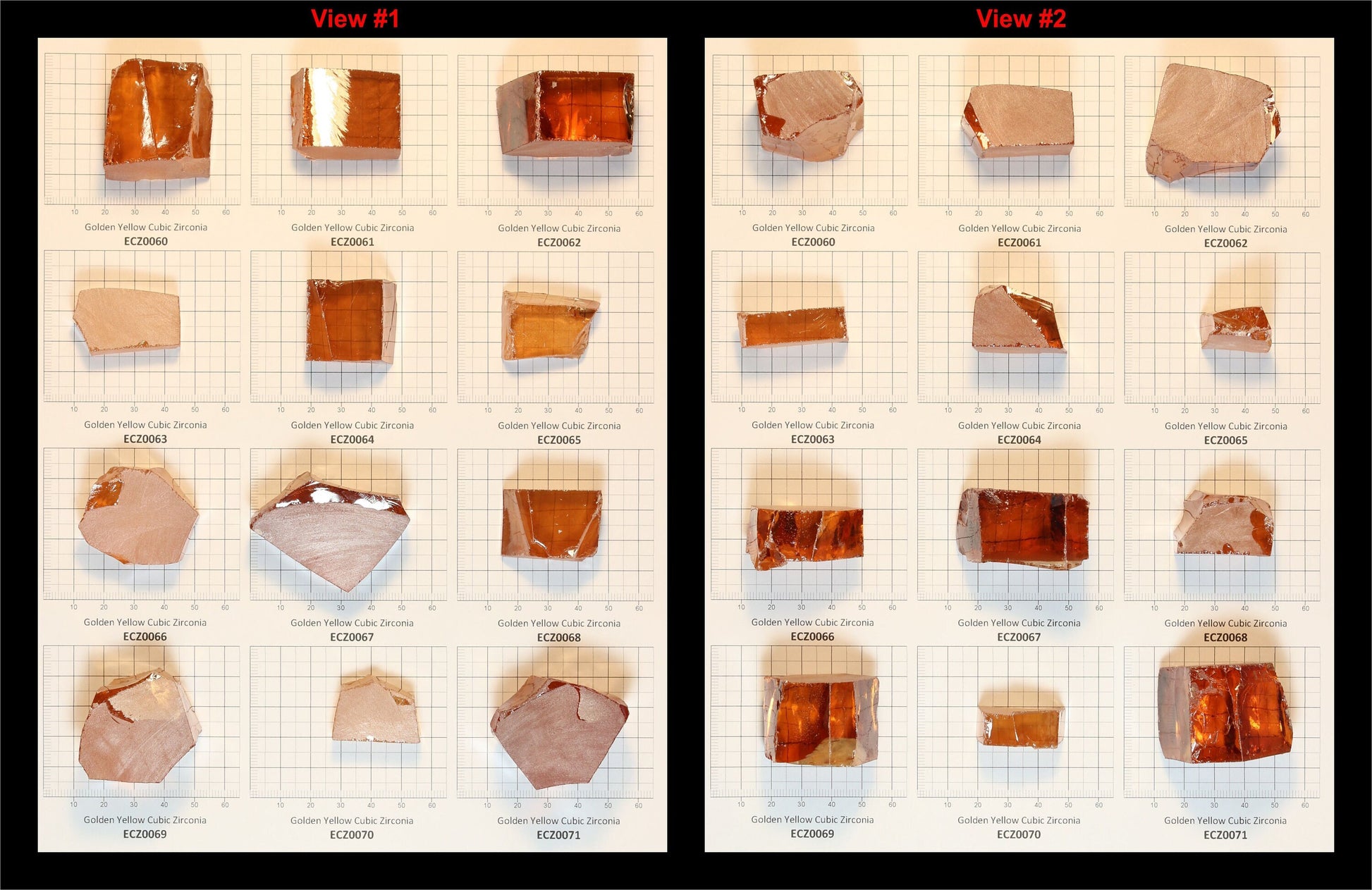 Golden Yellow Cubic Zirconia Faceting Rough for Gem Cutting - Various Sizes