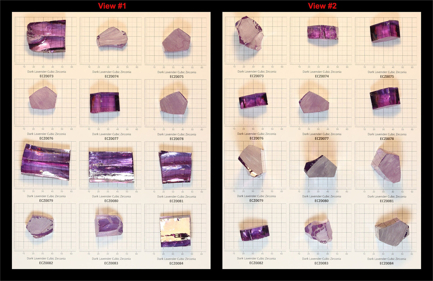 Dark Lavender Cubic Zirconia Faceting Rough for Gem Cutting - Various Sizes