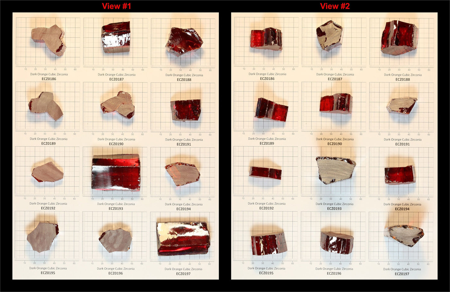 Dark Orange Cubic Zirconia Faceting Rough for Gem Cutting - Various Sizes