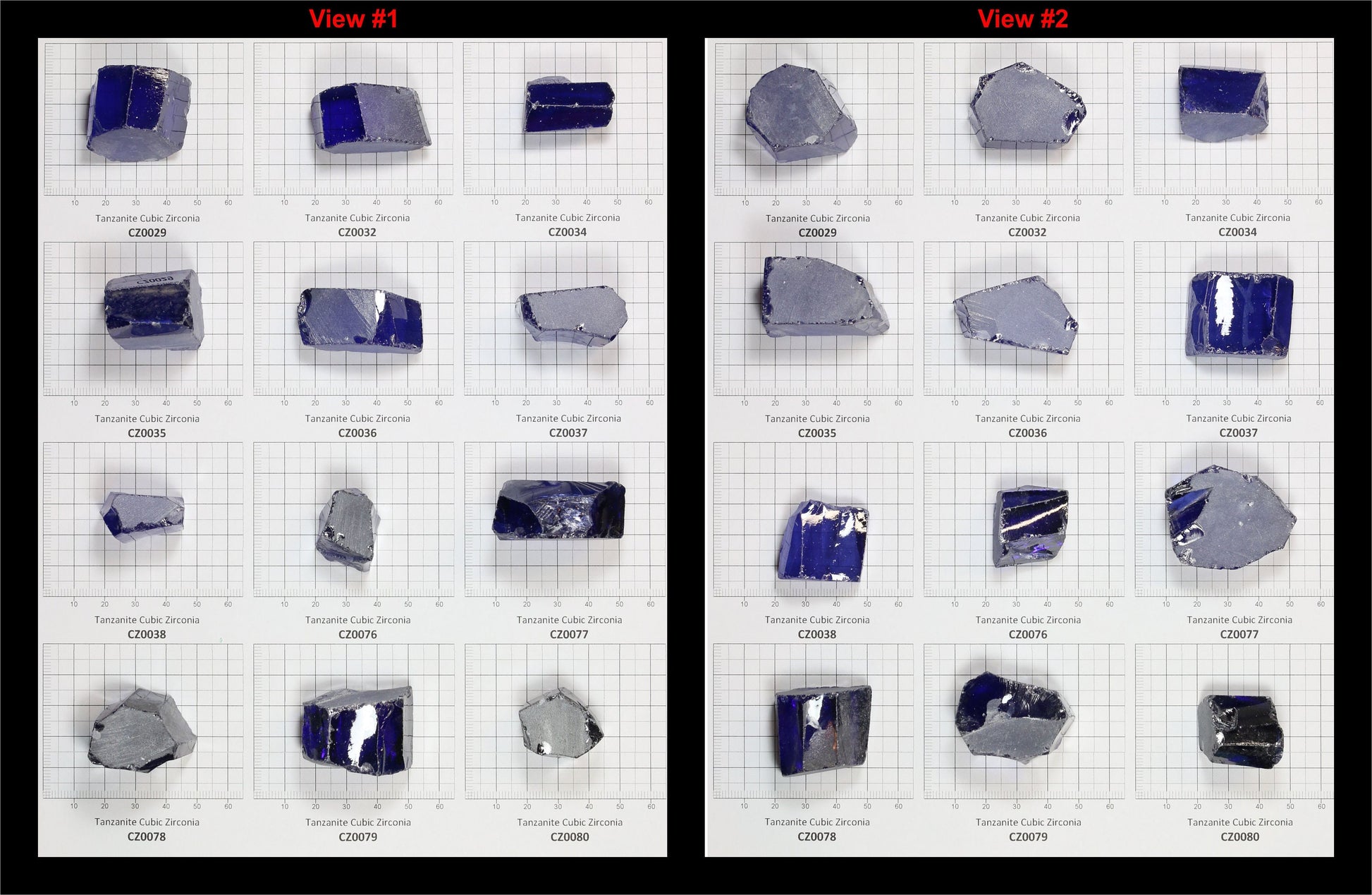 Tanzanite Cubic Zirconia Faceting Rough for Gem Cutting - Various Sizes