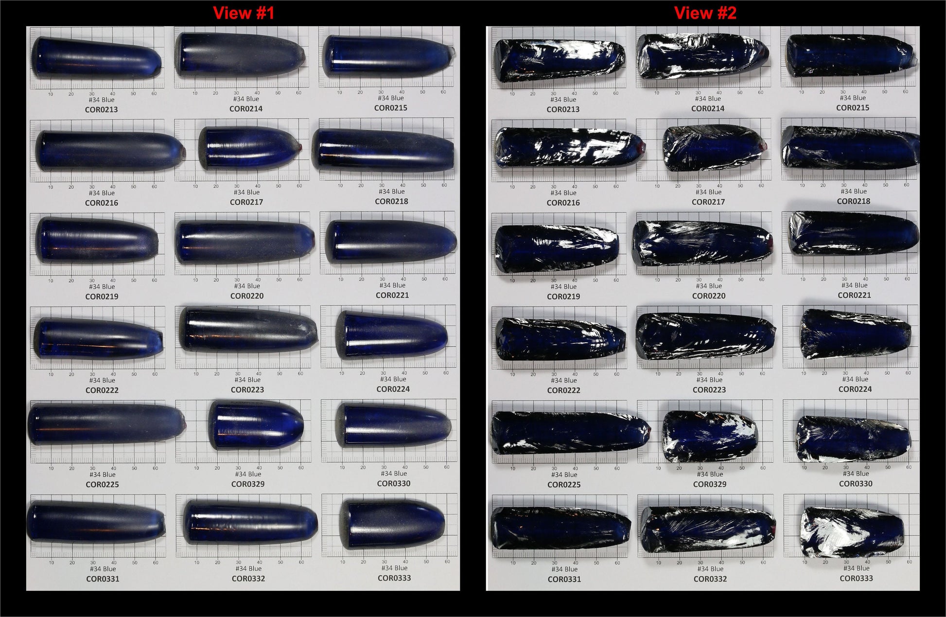 Blue #34 Lab Created Corundum Sapphire Faceting Rough for Gem Cutting - Various Sizes - Split Boule