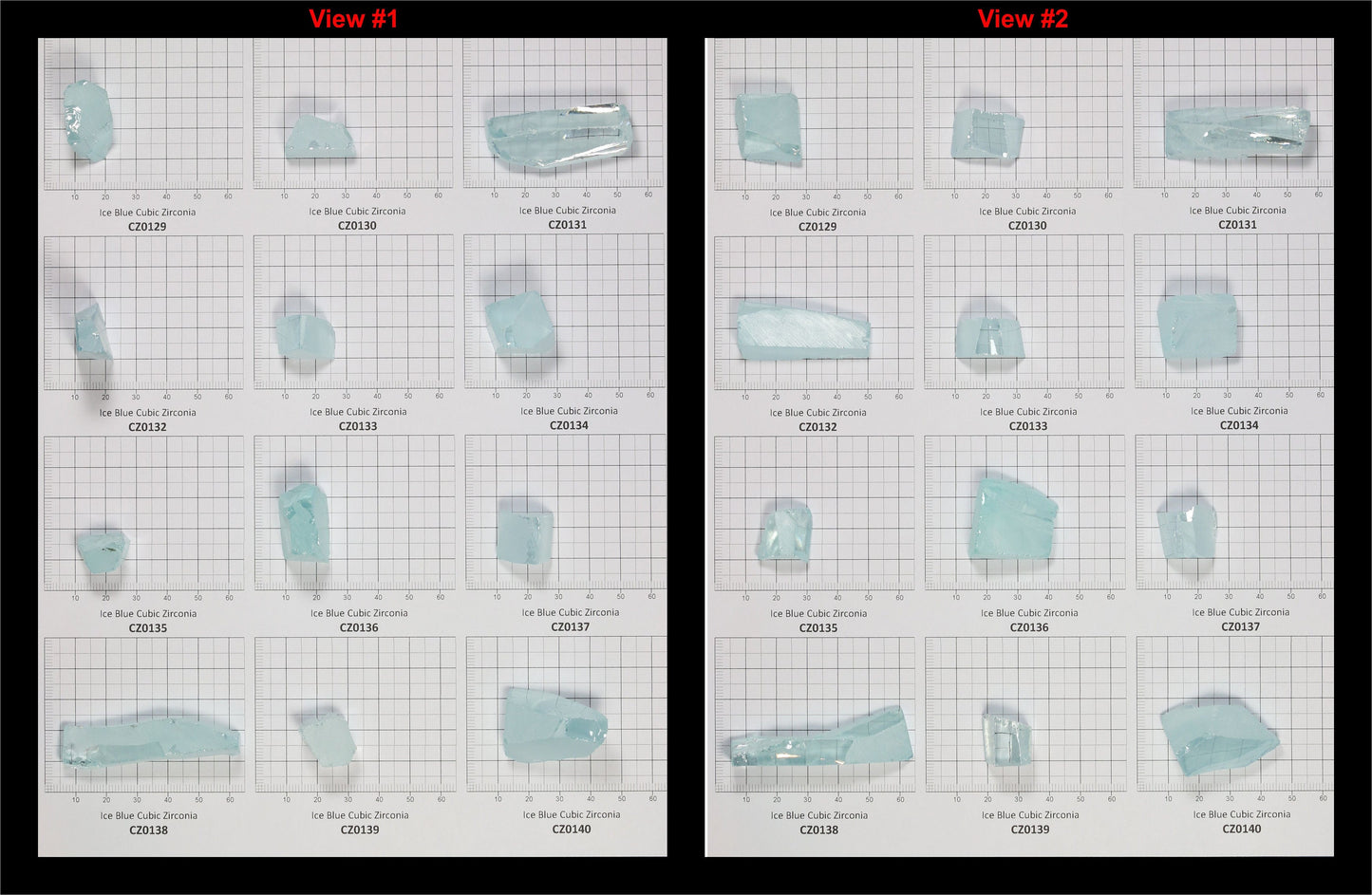 Ice Blue Cubic Zirconia Faceting Rough for Gem Cutting - Various Sizes