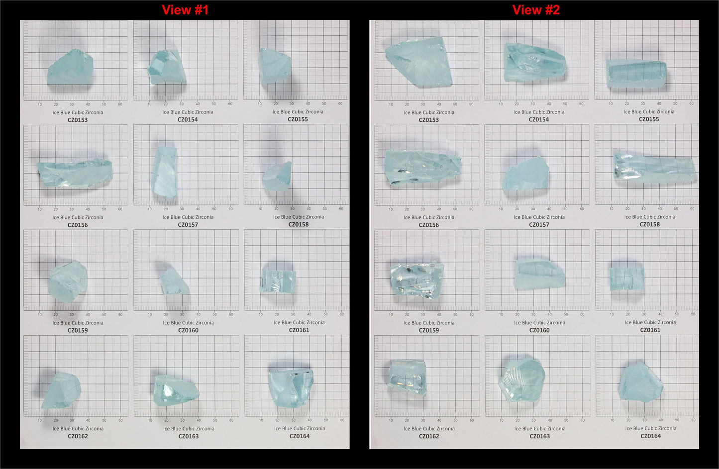 Ice Blue Cubic Zirconia Faceting Rough for Gem Cutting - Various Sizes