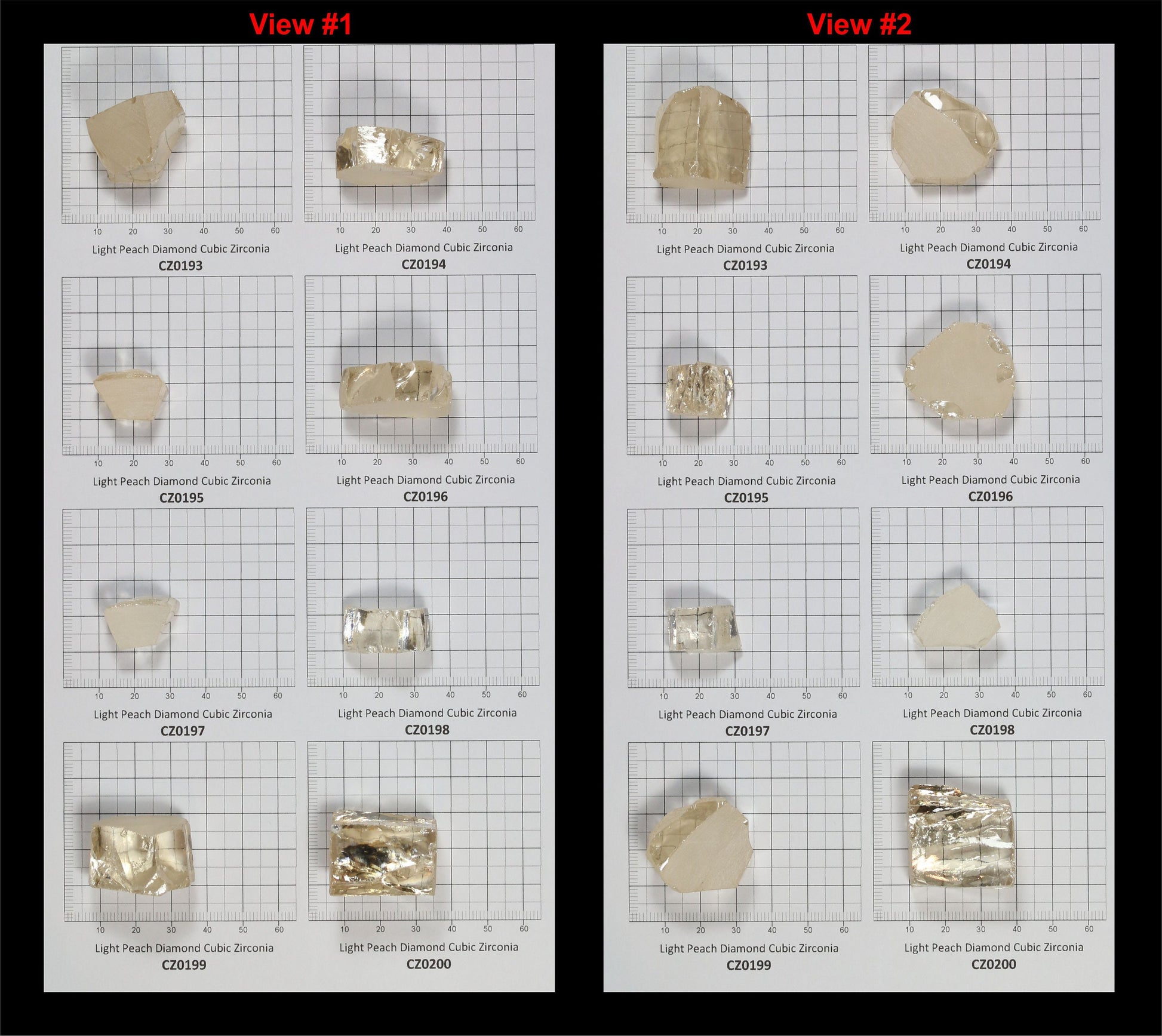 Light Peach Diamond Cubic Zirconia Faceting Rough for Gem Cutting - Various Sizes