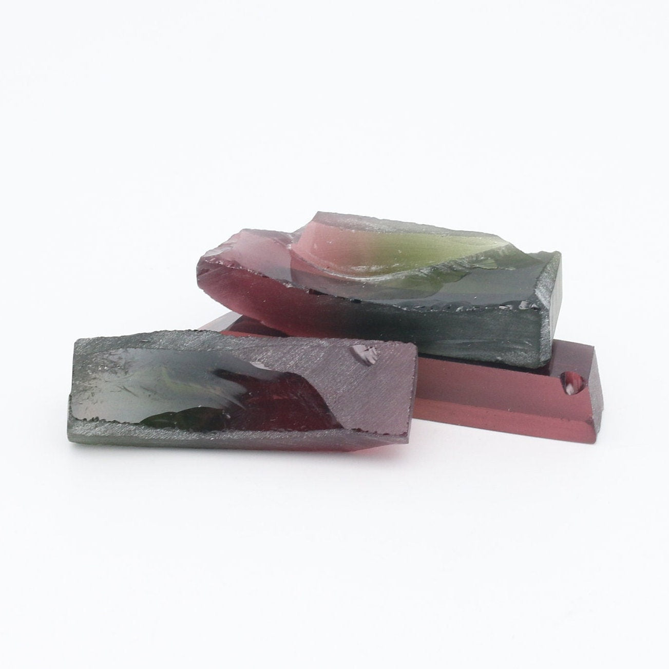 Watermelon Tourmaline (New Style) Nanosital Synthetic Lab Created Faceting Rough for Gem Cutting -Various Sizes