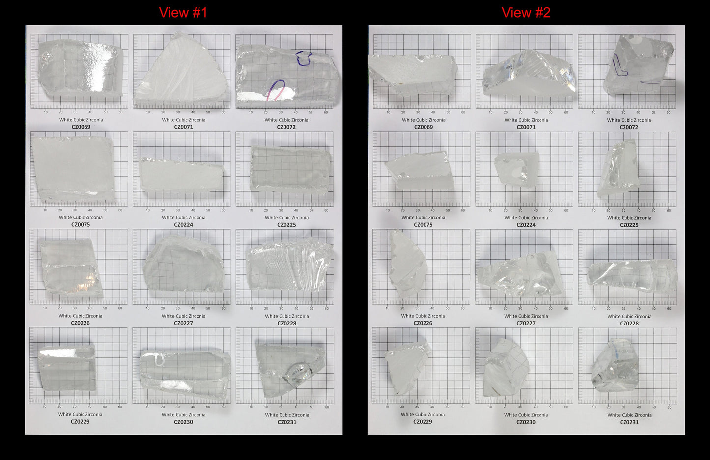 White Cubic Zirconia Faceting Rough for Gem Cutting - Various Sizes