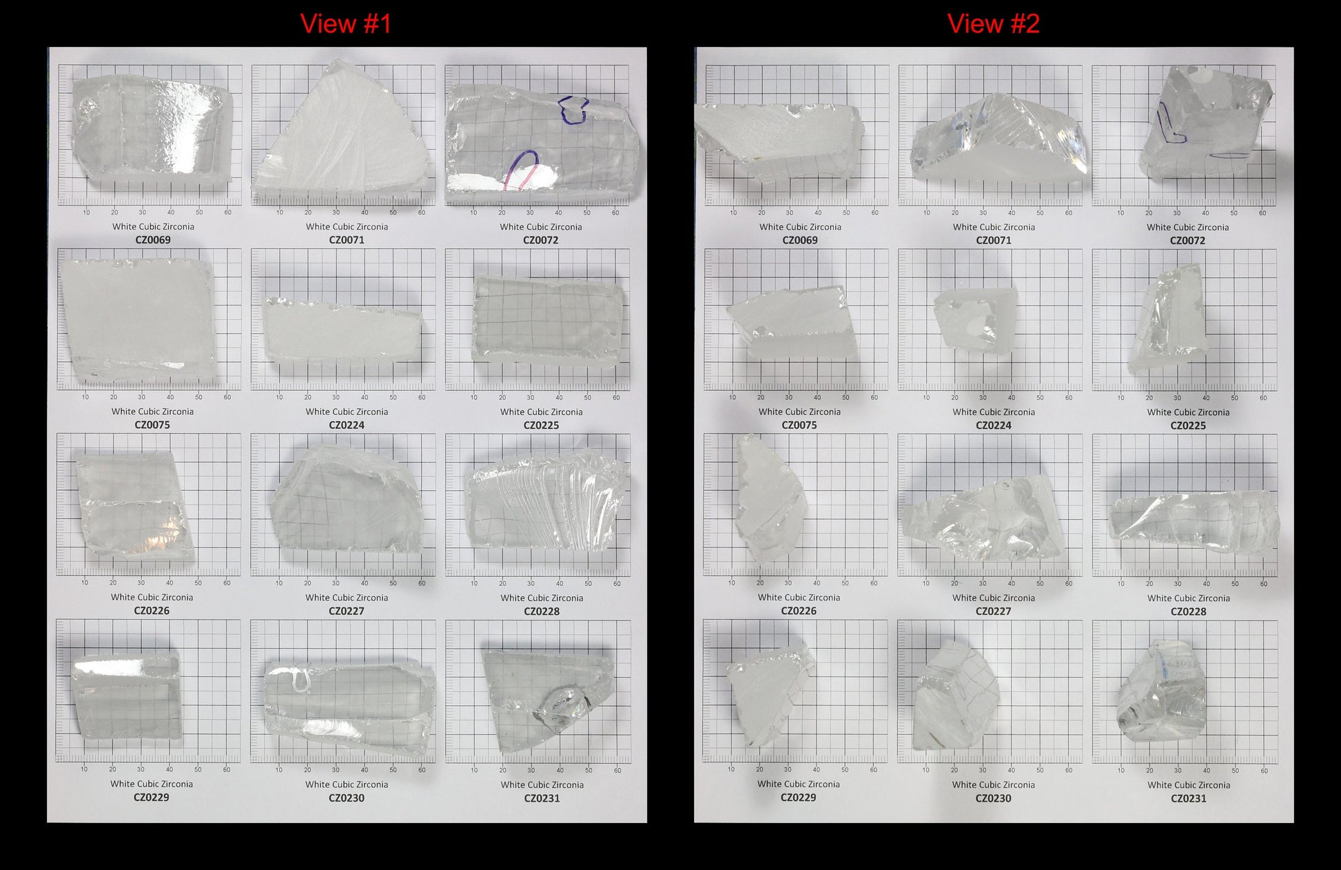 White Cubic Zirconia Faceting Rough for Gem Cutting - Various Sizes