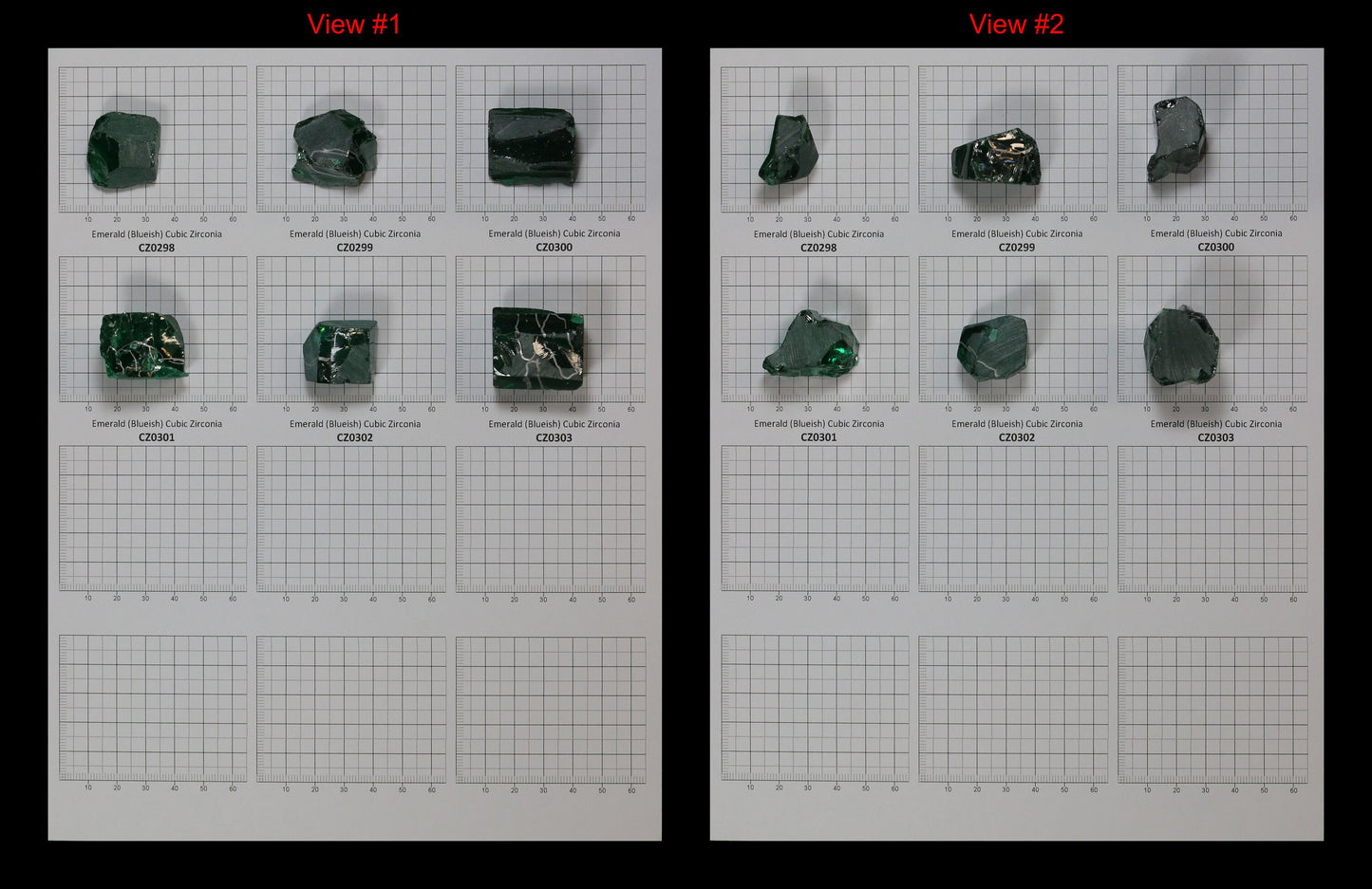 Emerald (Blueish) Cubic Zirconia Faceting Rough for Gem Cutting - Various Sizes