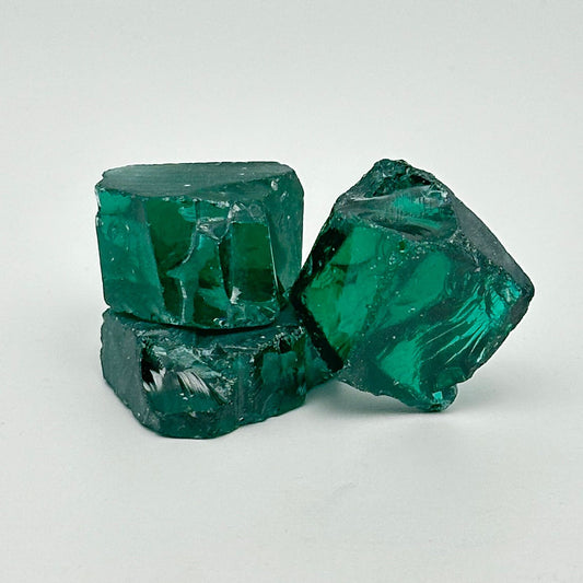 Emerald (Blueish) Cubic Zirconia Faceting Rough for Gem Cutting - Various Sizes