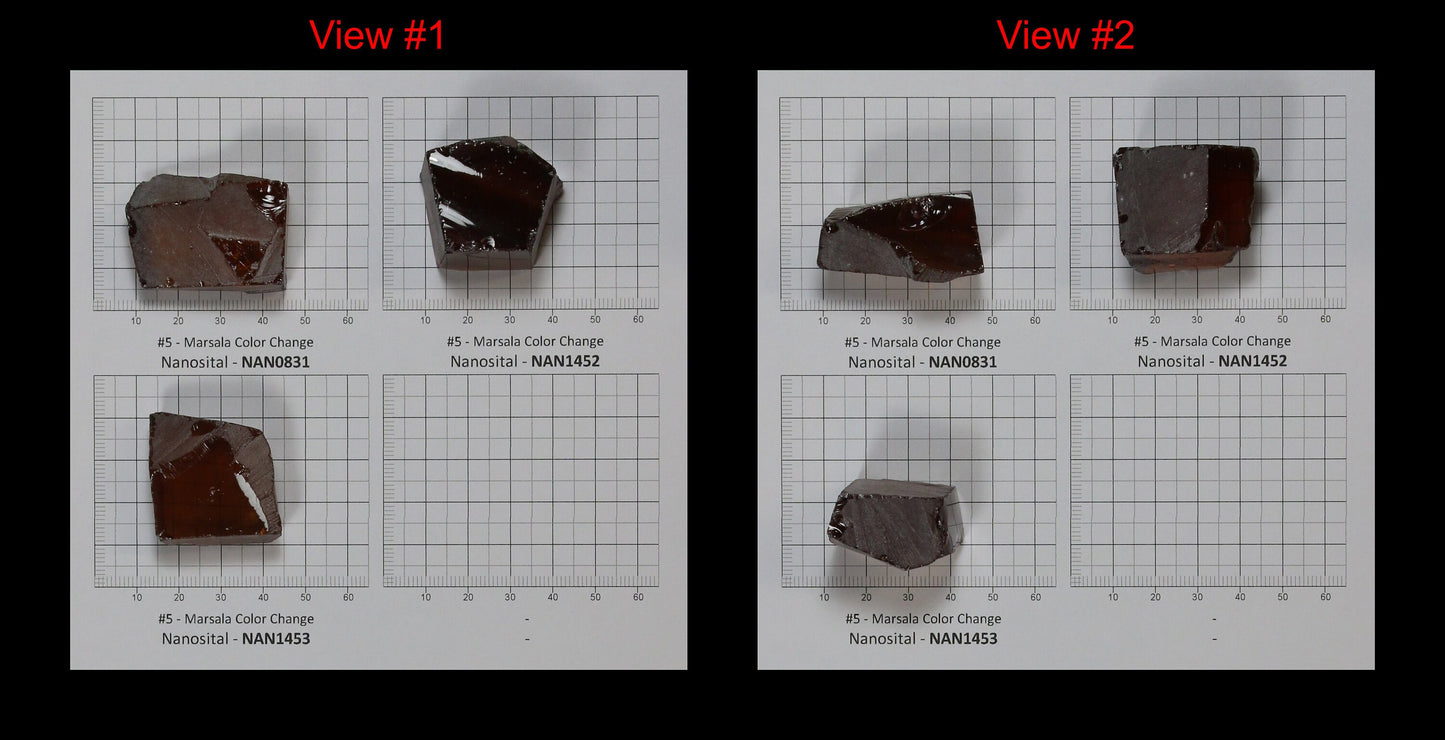 Marsala Color Changing Nanosital Synthetic Lab Created Faceting Rough for Gem Cutting - #5 - Various Sizes