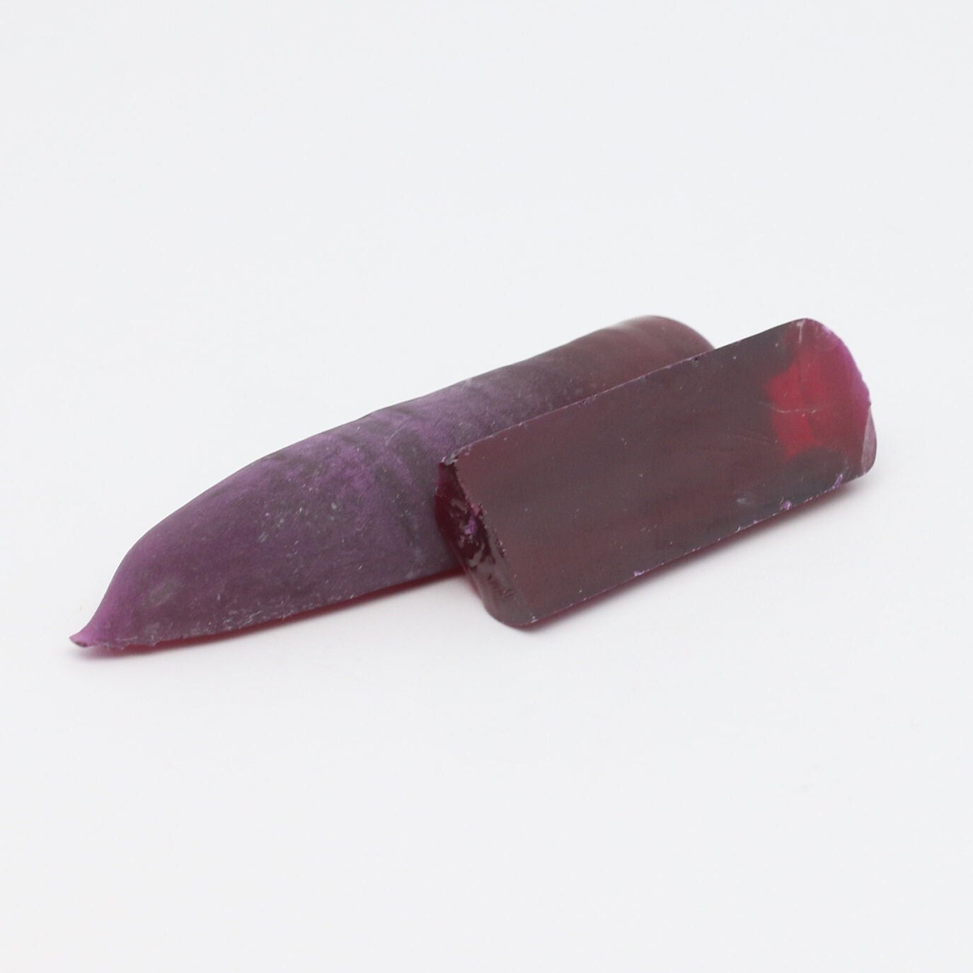 Medium Dark Ruby Red #7 Lab Created Corundum Sapphire Faceting Rough for Gem Cutting - Various Sizes - Split Boule