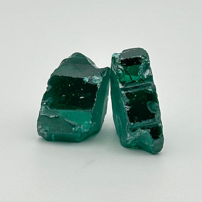 Emerald (Blueish) Cubic Zirconia Faceting Rough for Gem Cutting - Various Sizes