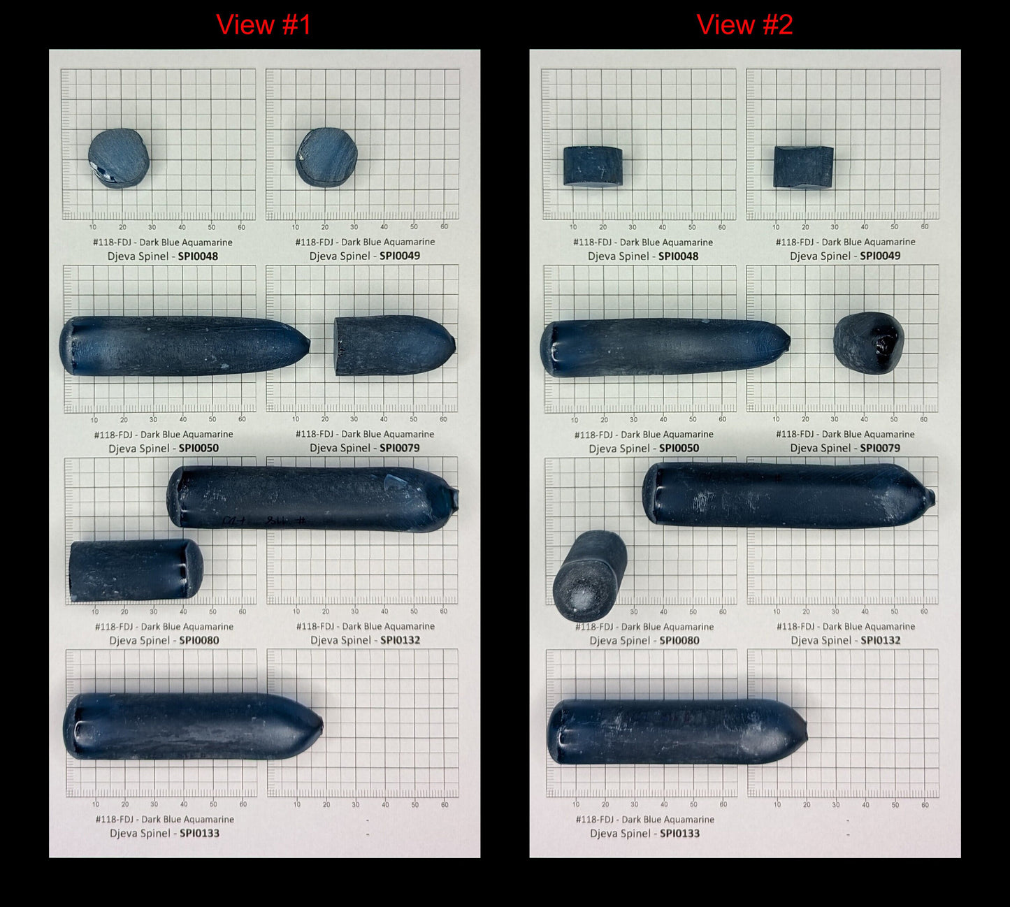 Dark Blue Aquamarine #118-Djeva Lab Created Spinel Faceting Rough for Gem Cutting - Various Sizes