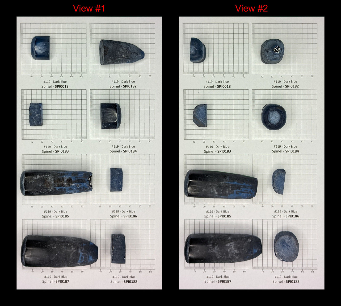 Dark Blue #119 Lab Created Spinel Faceting Rough for Gem Cutting - Various Sizes