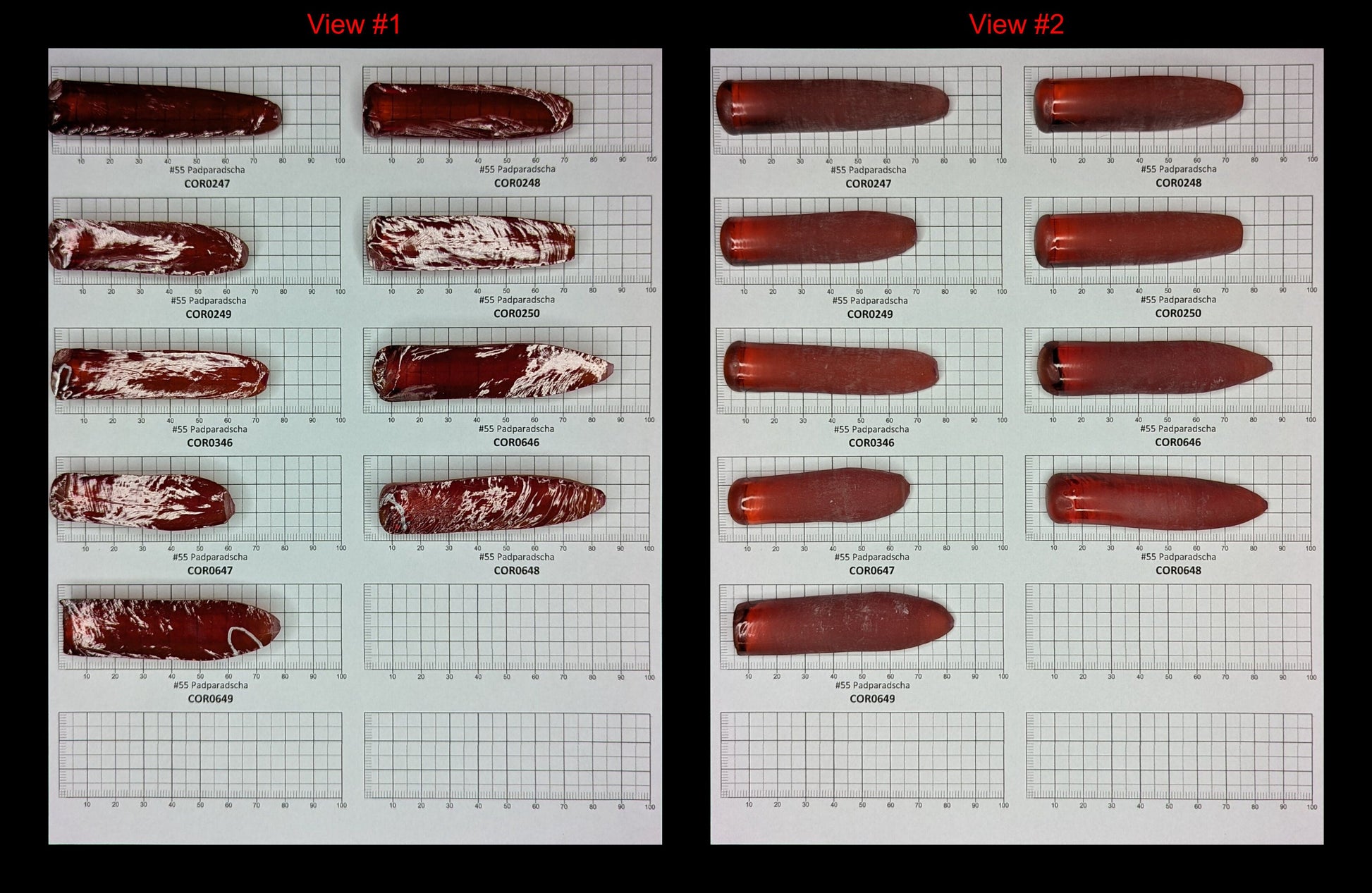 Padparadscha #55 Lab Created Corundum Sapphire Faceting Rough for Gem Cutting - Various Sizes - Split Boule