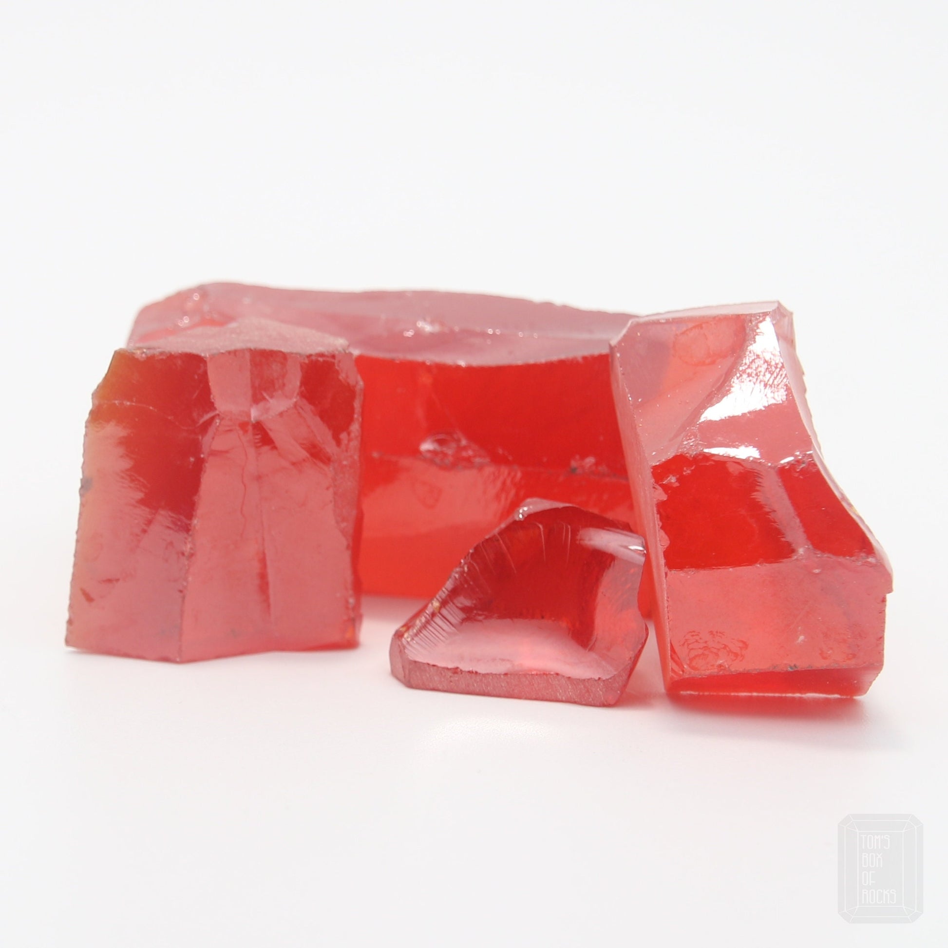 Red Cubic Zirconia Faceting Rough for Gem Cutting - Various Sizes