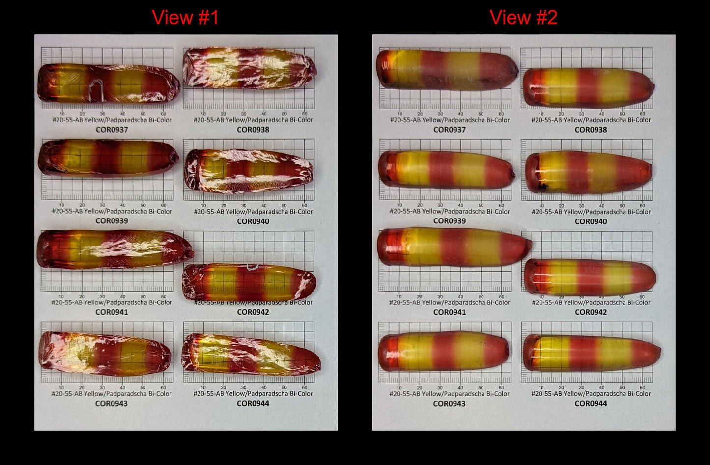 Yellow/Padparadscha Orange Bi-Color Lab Created Corundum Sapphire Faceting Rough Gem Cutting - Various Sizes - Split Boule