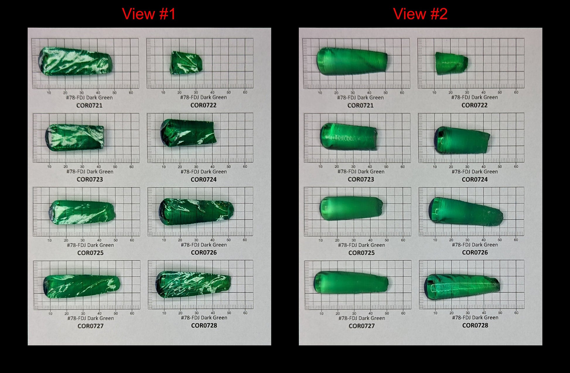 Djeva Dark Green #78 Lab Created Corundum Sapphire Faceting Rough for Gem Cutting - DISCONTINUED - Various Sizes - Split Boule