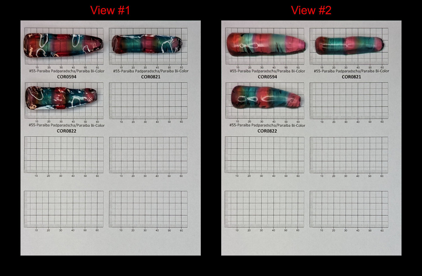 Padparadscha/Paraiba Bi-Color Lab Created Corundum Sapphire Faceting Rough for Gem Cutting - Various Sizes - Split Boule