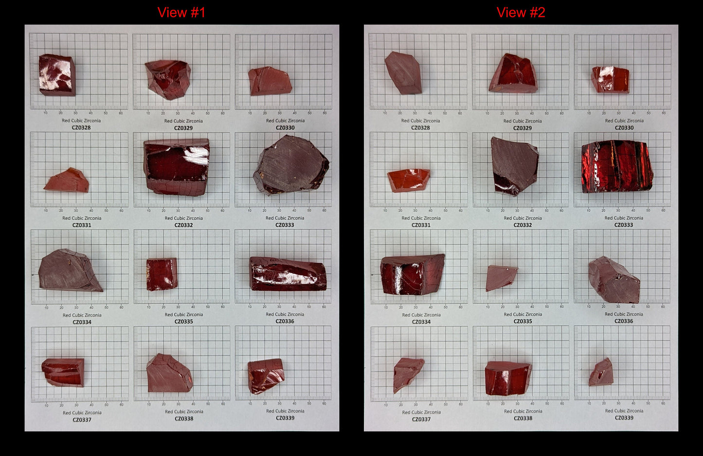 Red Cubic Zirconia Faceting Rough for Gem Cutting - Various Sizes