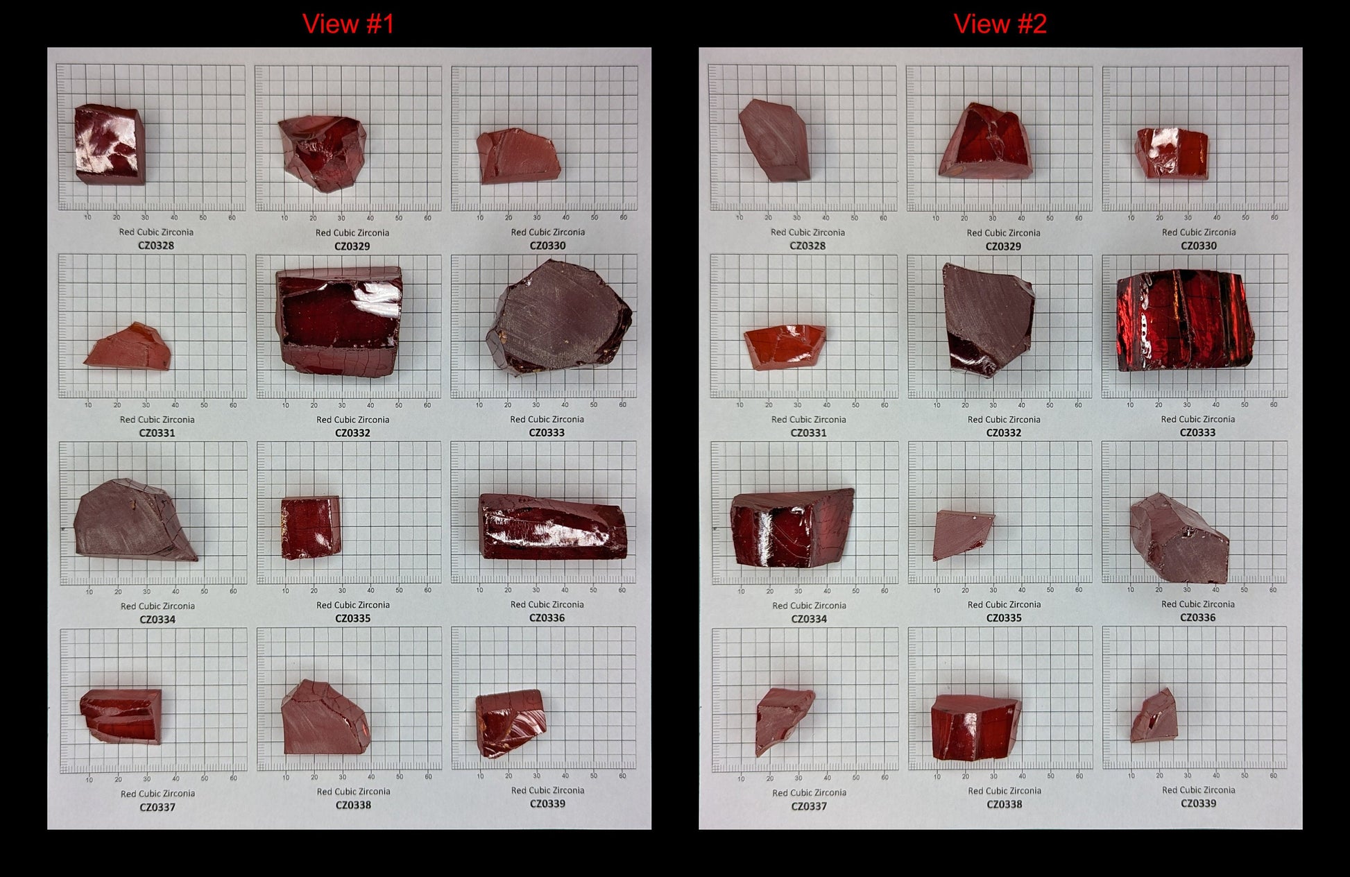 Red Cubic Zirconia Faceting Rough for Gem Cutting - Various Sizes