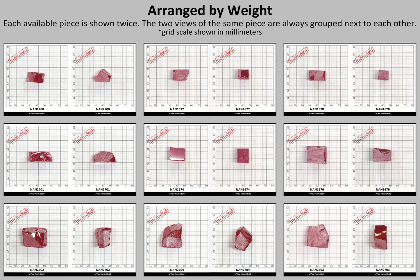 Nanosital Simulated Kunzite (Included)  Lab Created Faceting Rough for Gem Cutting - #Z-8483 - Various Sizes #BEGIN