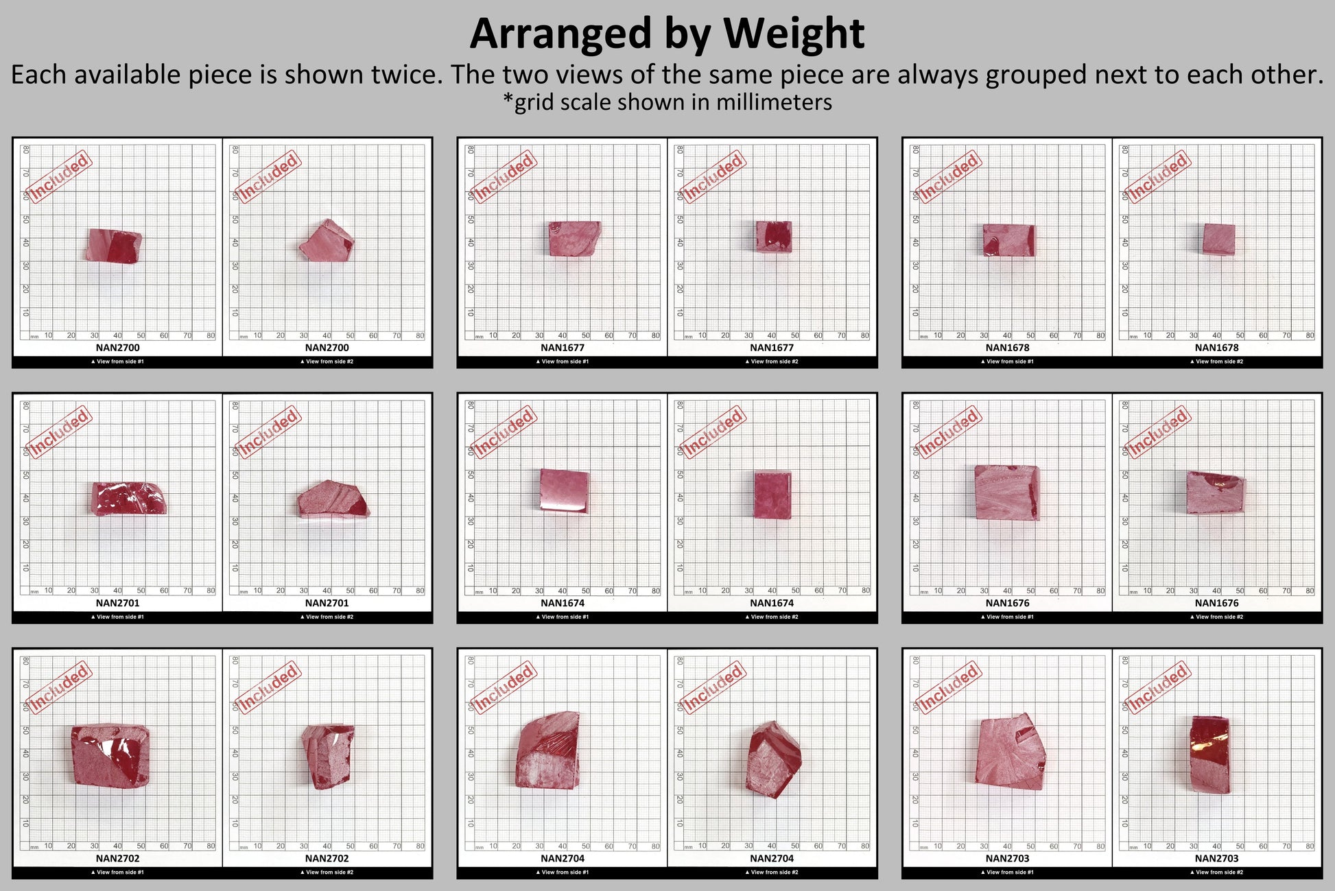 Nanosital Simulated Kunzite (Included)  Lab Created Faceting Rough for Gem Cutting - #Z-8483 - Various Sizes #BEGIN