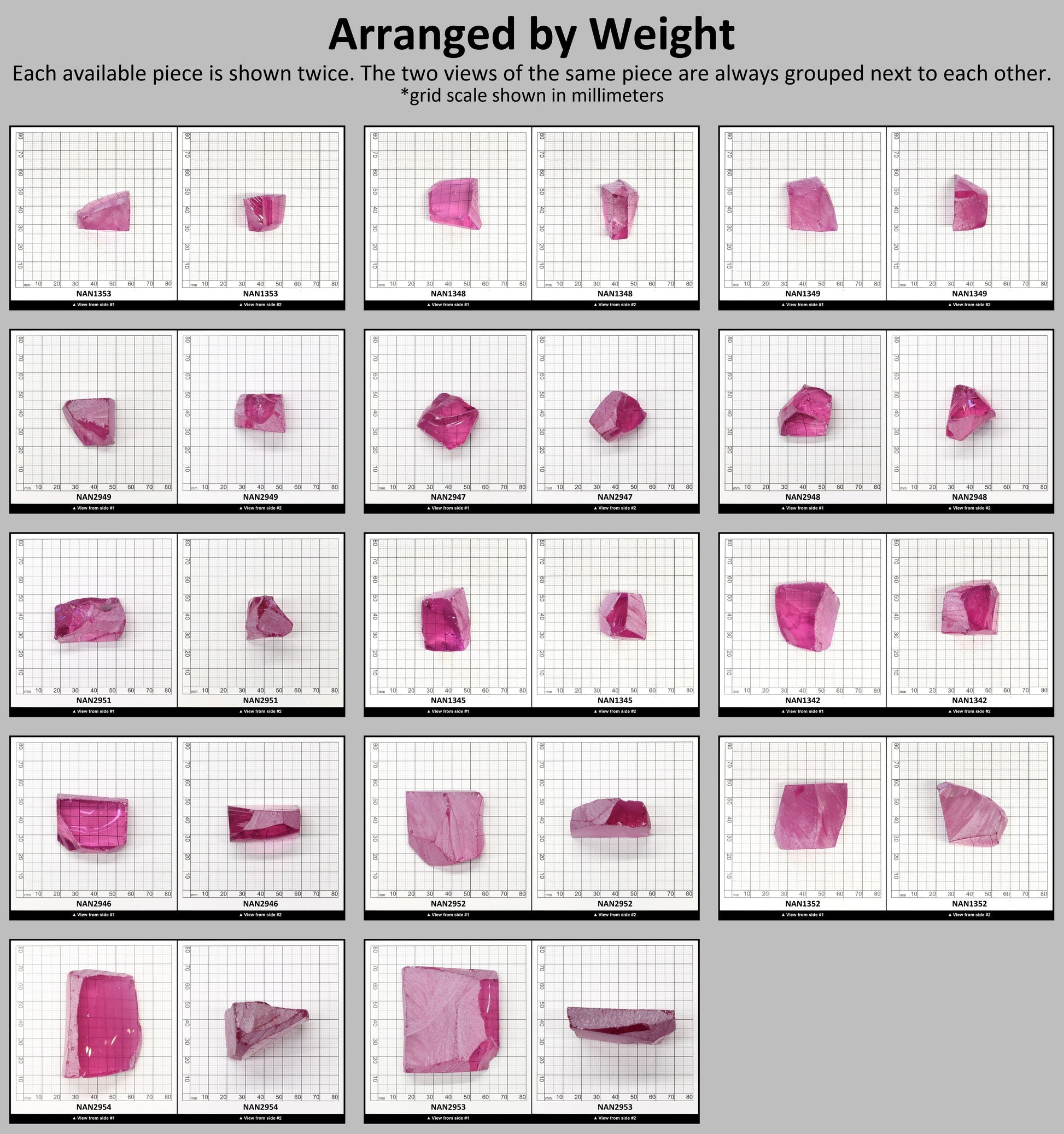 Nanosital Simulated Kunzite Lab Created Faceting Rough for Gem Cutting - #A-4572 - Various Sizes #BEGIN
