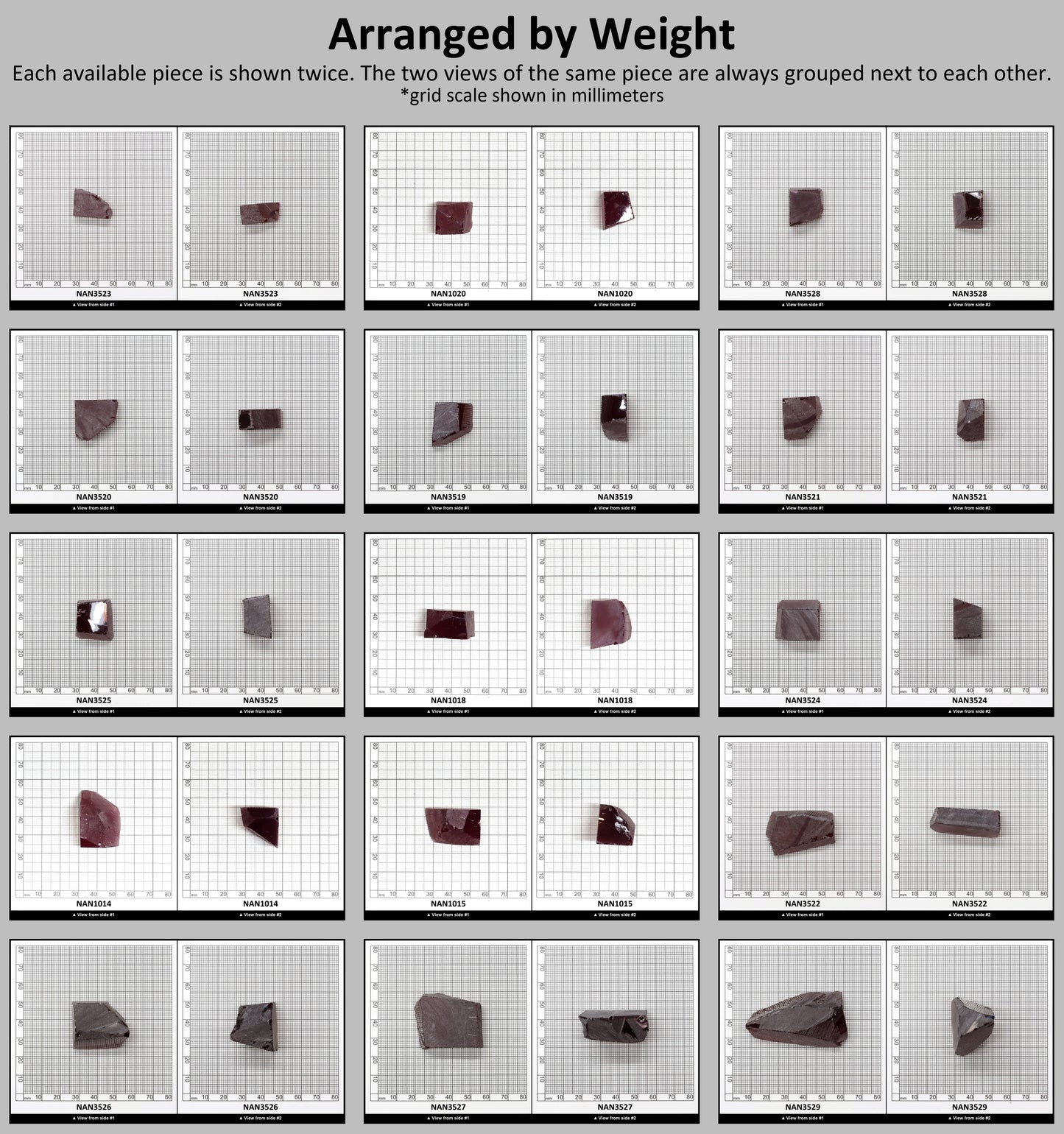 Nanosital Simulated Light Bordeaux Lab Created Faceting Rough for Gem Cutting - #A-7859 - Various Sizes #BEGIN