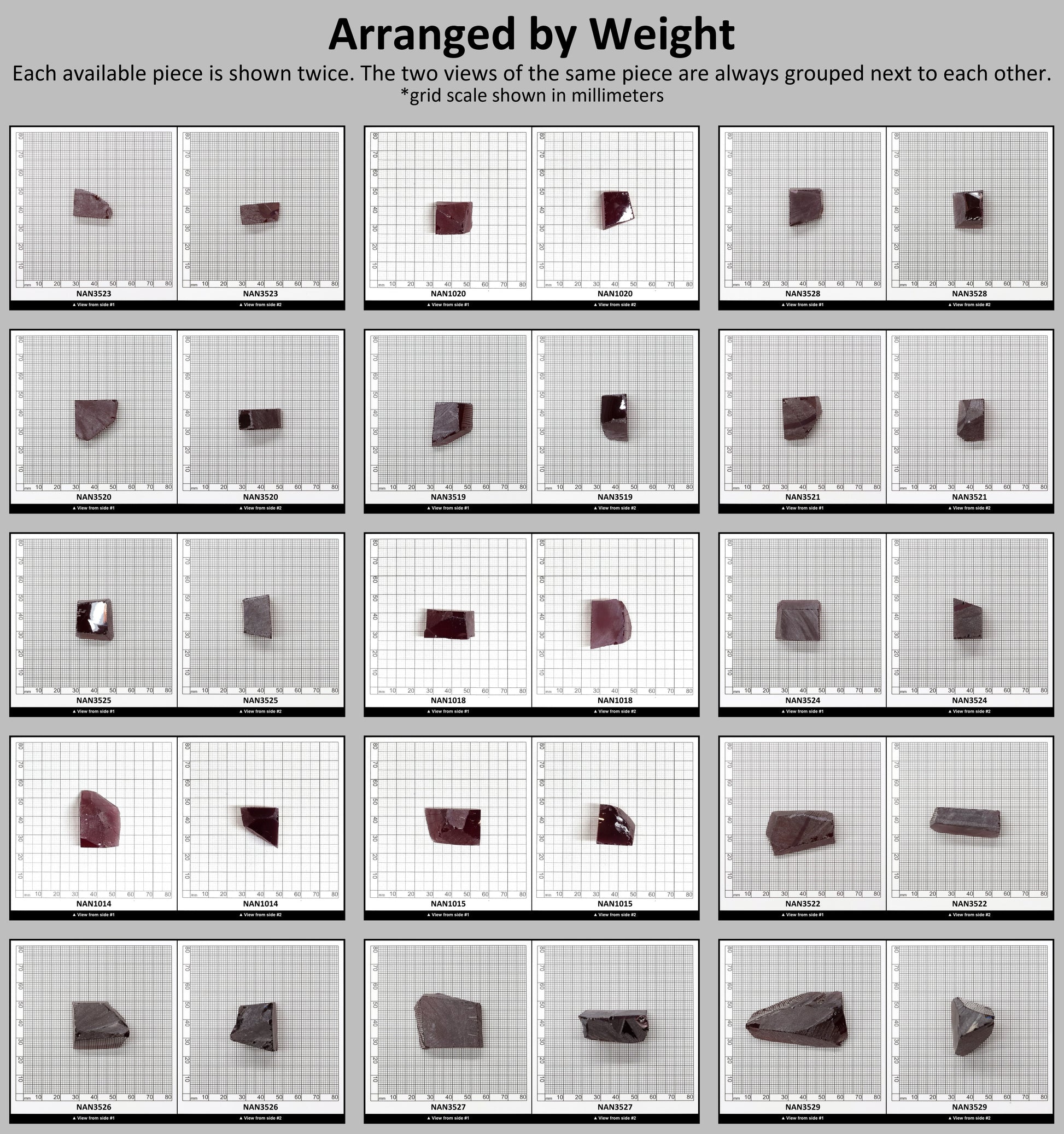 Nanosital Simulated Light Bordeaux Lab Created Faceting Rough for Gem Cutting - #A-7859 - Various Sizes #BEGIN