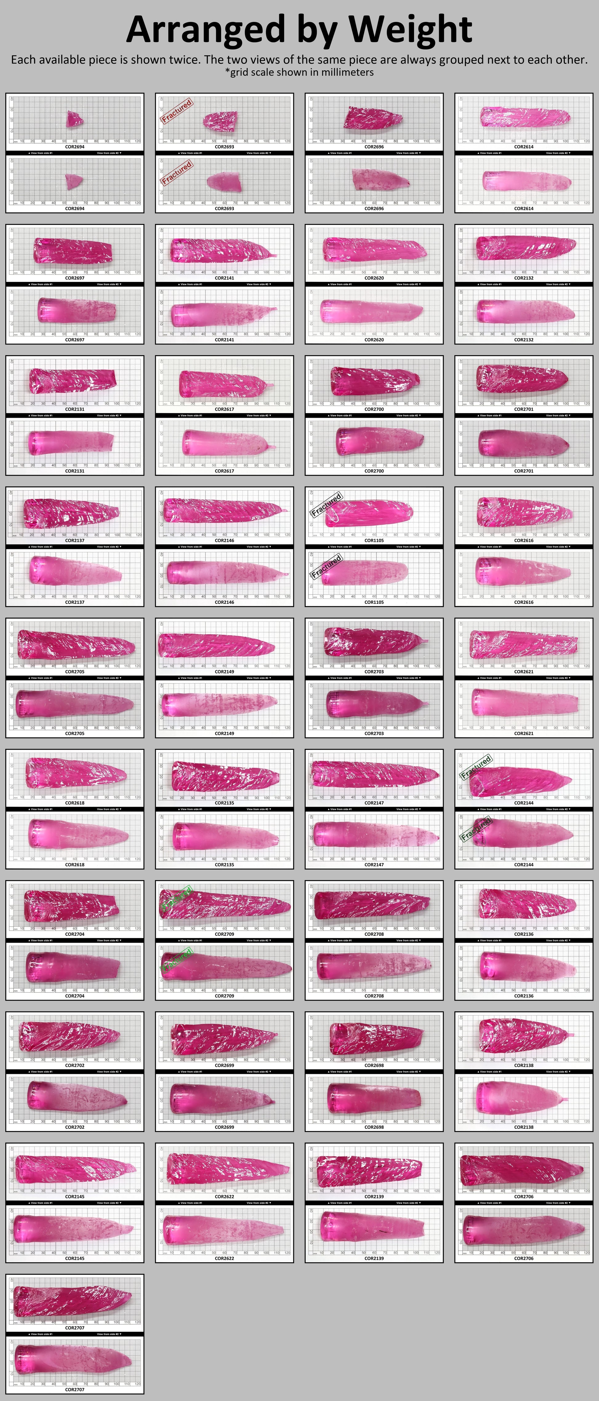 Light Bright Pink #2 Lab Created Corundum Sapphire Faceting Rough for Gem Cutting - Various Sizes - Split Boule #BEGIN