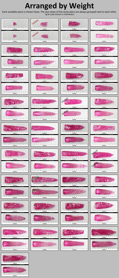 Light Bright Pink #2 Lab Created Corundum Sapphire Faceting Rough for Gem Cutting - Various Sizes - Split Boule #BEGIN