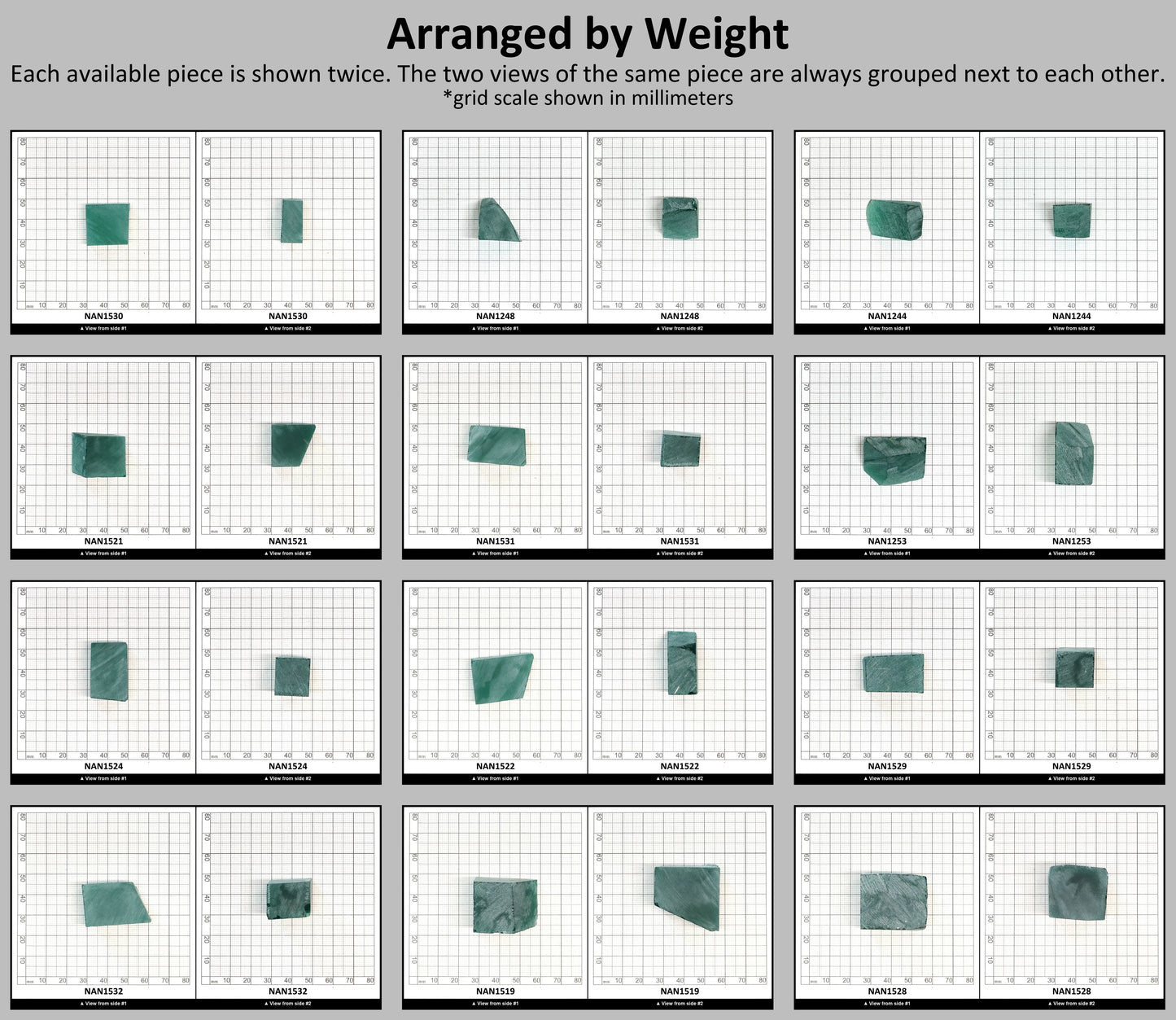 Nanosital Simulated Light Emerald Lab Created Faceting Rough for Gem Cutting - #0/3 - Various Sizes #BEGIN