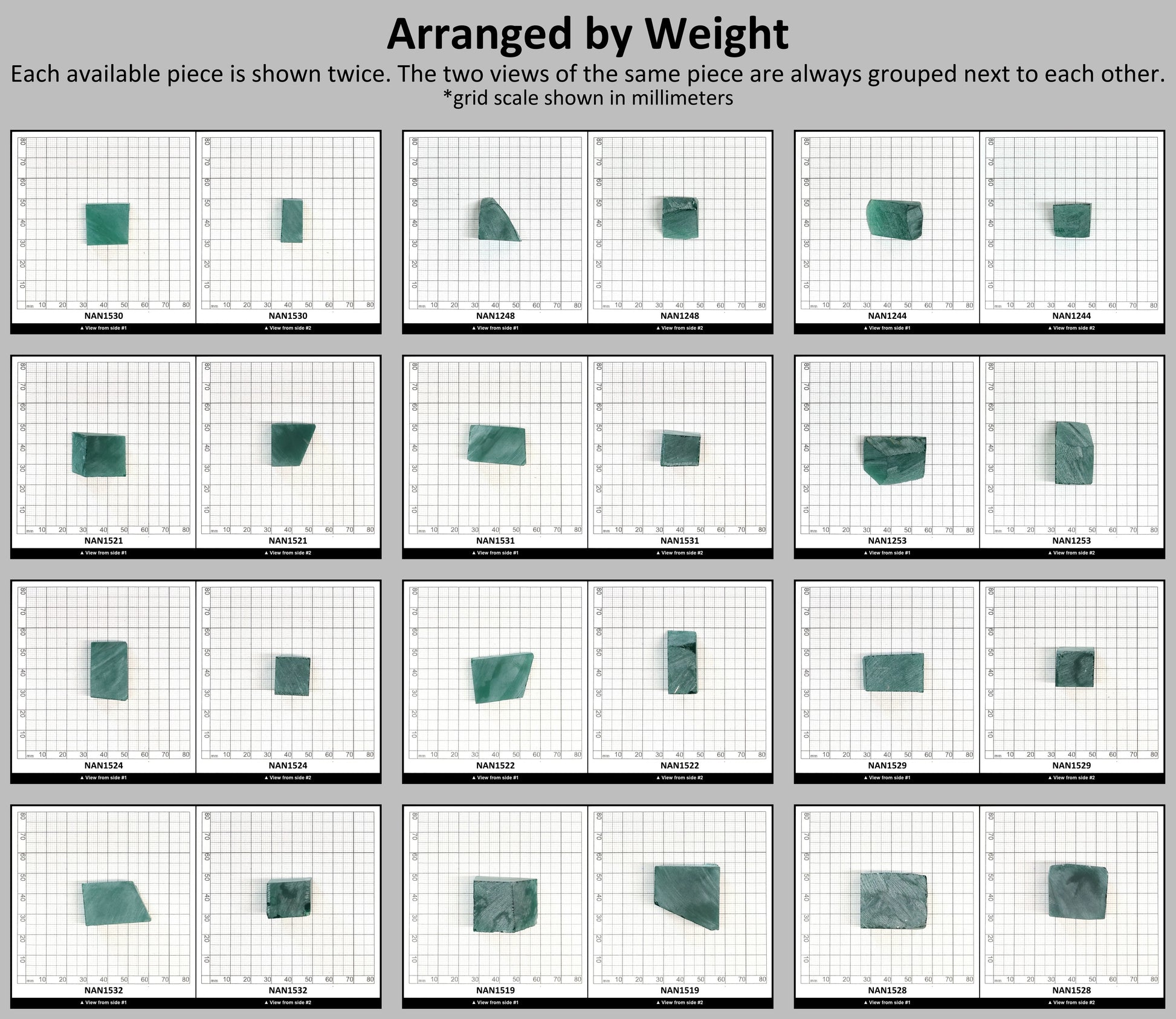 Nanosital Simulated Light Emerald Lab Created Faceting Rough for Gem Cutting - #0/3 - Various Sizes #BEGIN