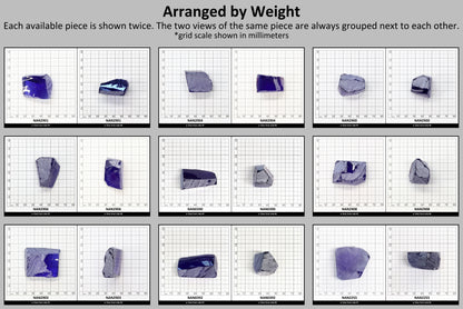 Nanosital Simulated Light Tanzanite Lab Created Faceting Rough for Gem Cutting - #A-146 - Various Sizes #BEGIN