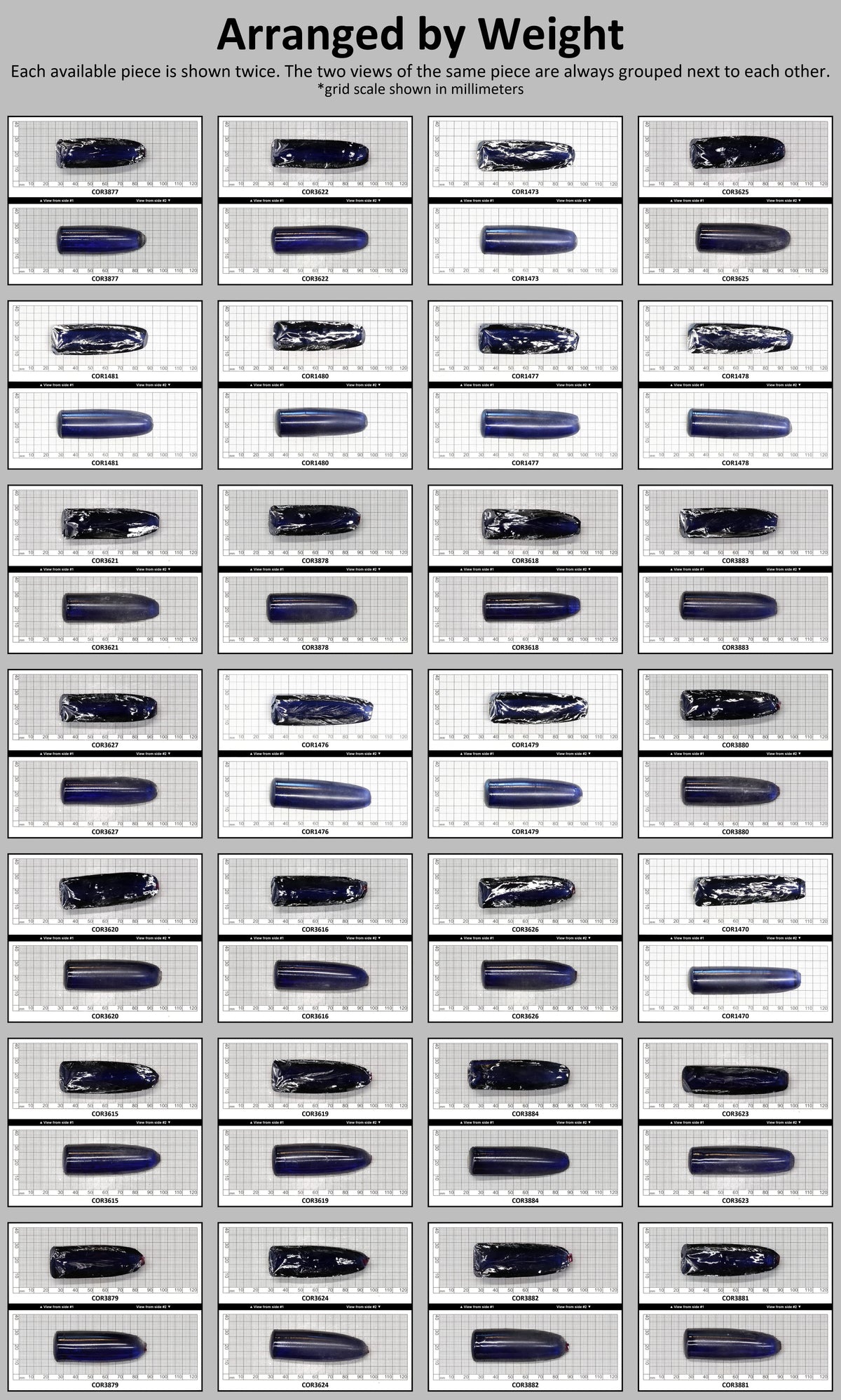 Medium Blue #33 Lab Created Corundum Sapphire Faceting Rough for Gem Cutting - Various Sizes - Split Boule : #BEGIN
