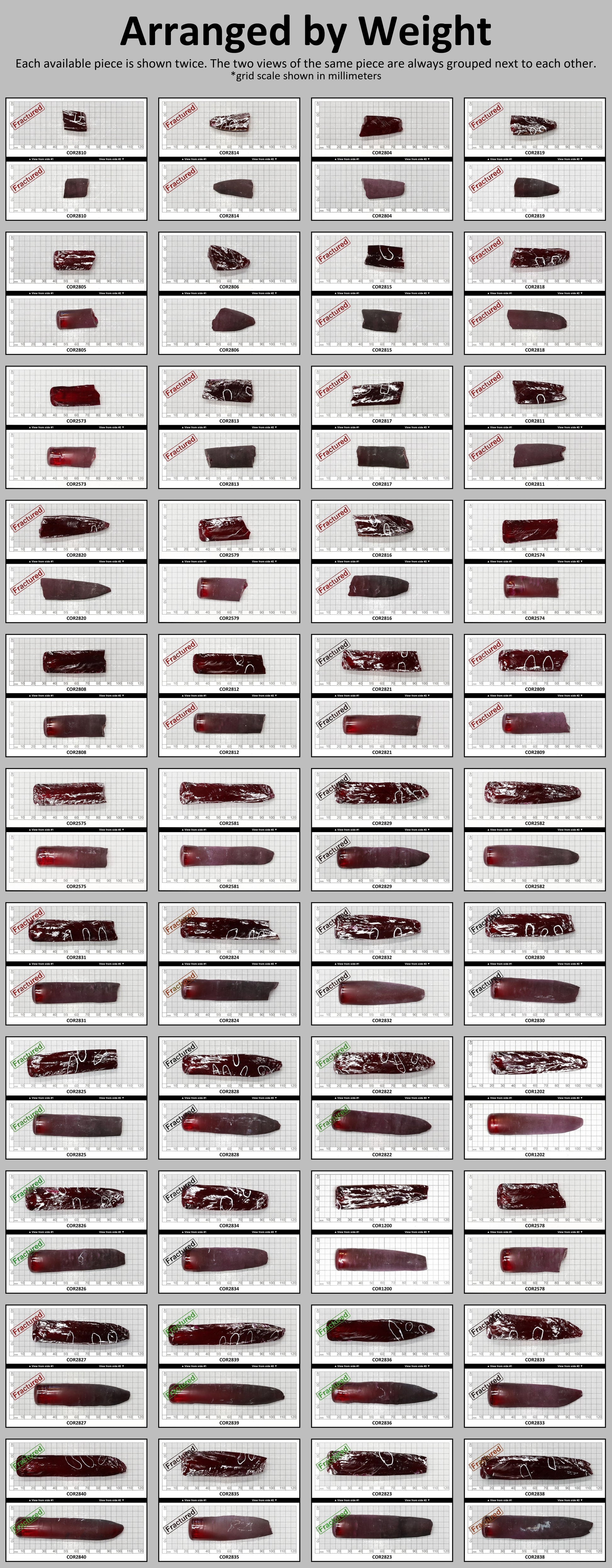 Medium Dark Ruby Red #7 Lab Created Corundum Sapphire Faceting Rough for Gem Cutting - Various Sizes - Split Boule #BEGIN