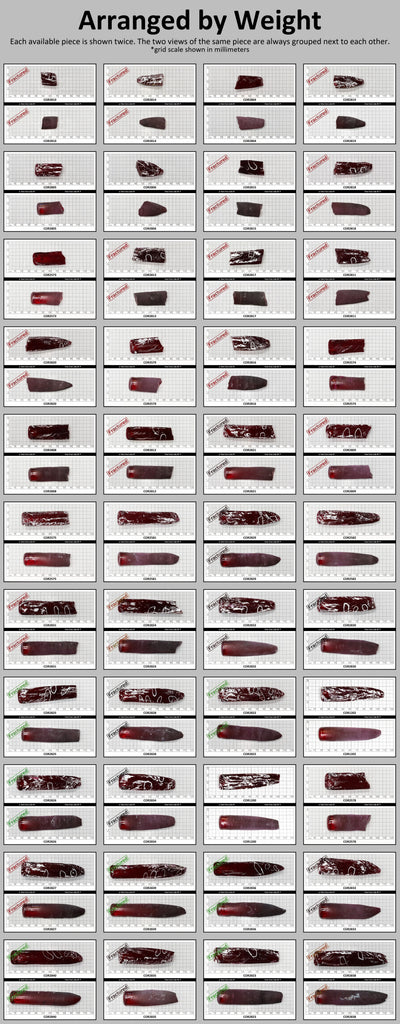 Medium Dark Ruby Red #7 Lab Created Corundum Sapphire Faceting Rough for Gem Cutting - Various Sizes - Split Boule #BEGIN
