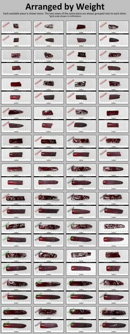 Medium Dark Ruby Red #7 Lab Created Corundum Sapphire Faceting Rough for Gem Cutting - Various Sizes - Split Boule #BEGIN