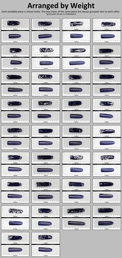 Montana Blue #31 Lab Created Corundum Sapphire Faceting Rough for Gem Cutting - Various Sizes - Split Boule #BEGIN
