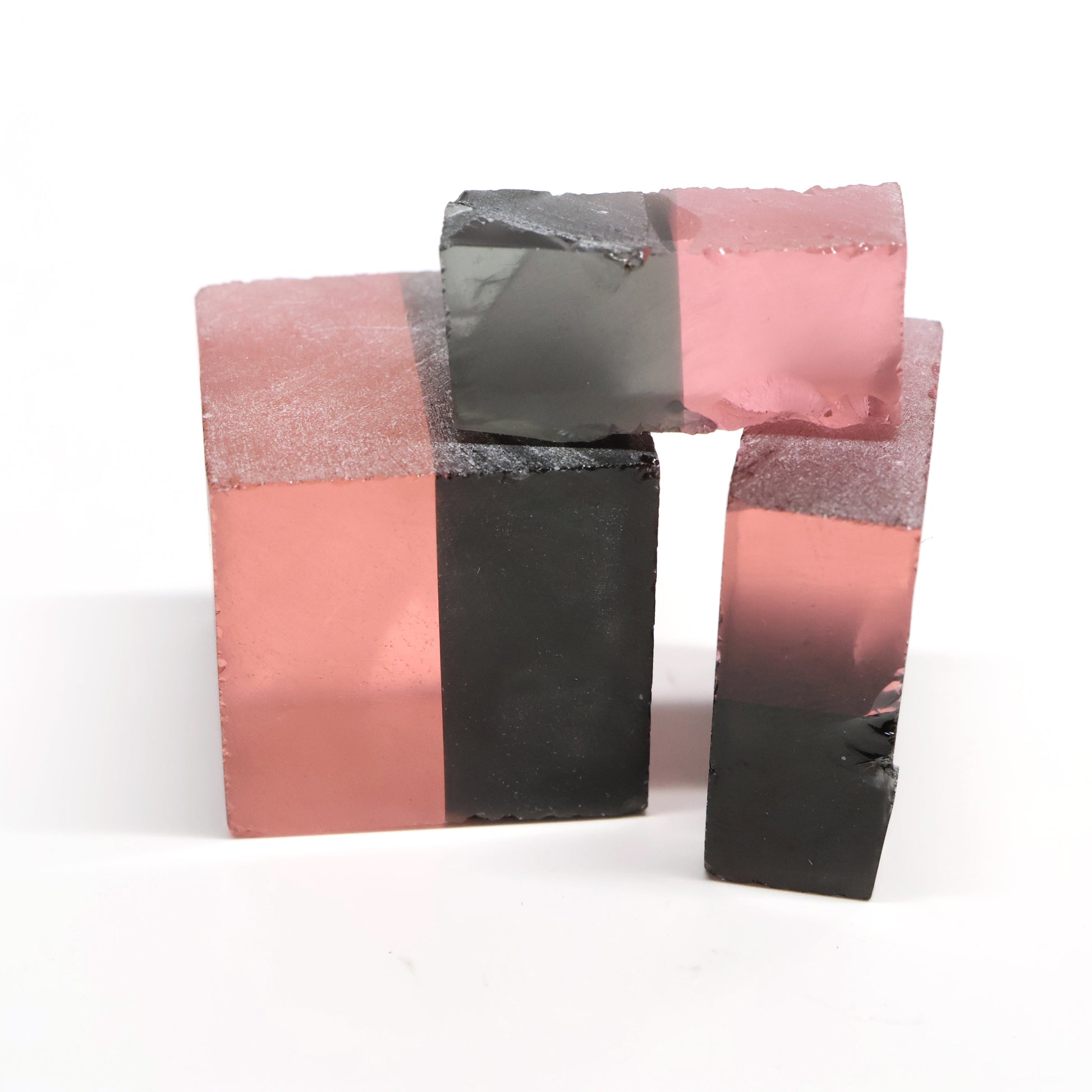 Nanosital Simulated Bi-Color Lab Created Faceting Rough for Gem Cutting - Grey-Pink - Various Sizes #BEGIN