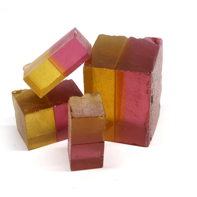 Nanosital Simulated Bi-Color Lab Created Faceting Rough for Gem Cutting - Kunzite-Intense Yellow - Various Sizes #BEGIN