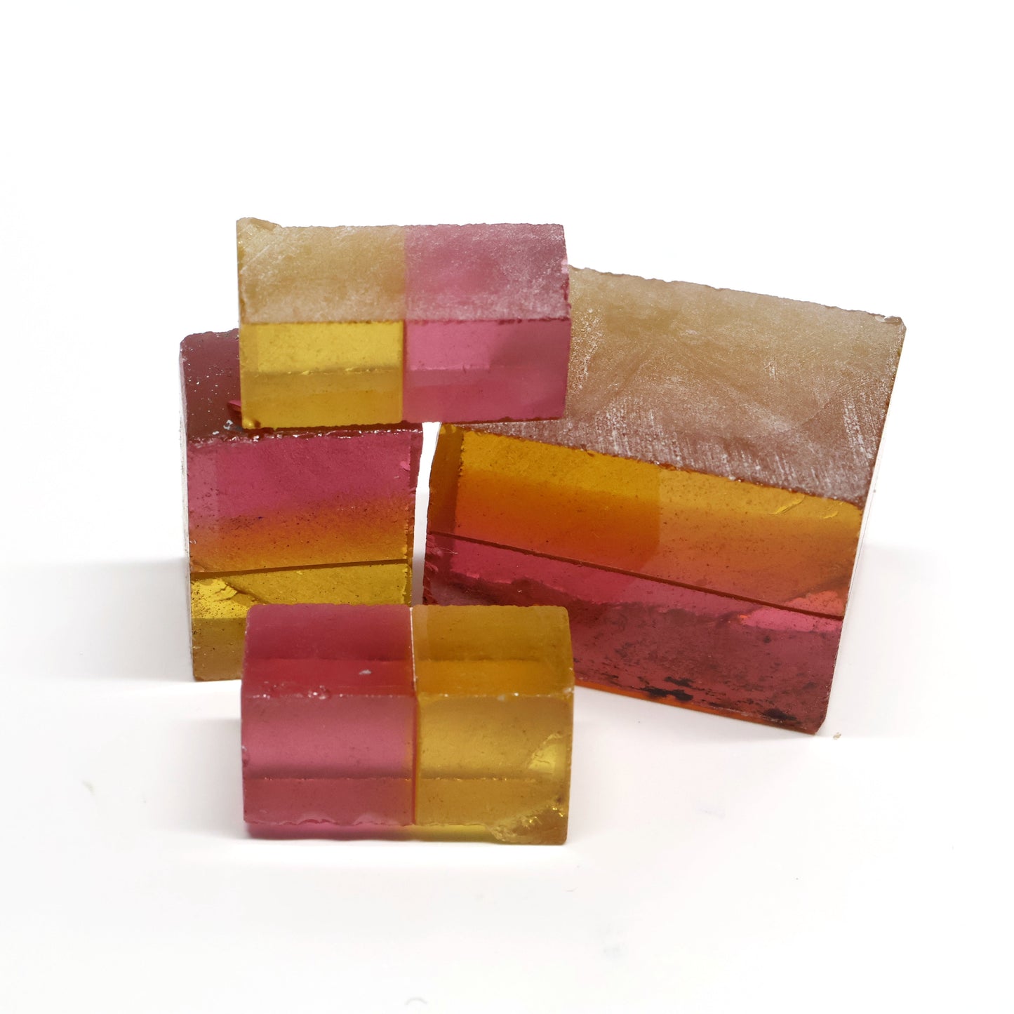 Nanosital Simulated Bi-Color Lab Created Faceting Rough for Gem Cutting - Kunzite-Intense Yellow - Various Sizes #BEGIN